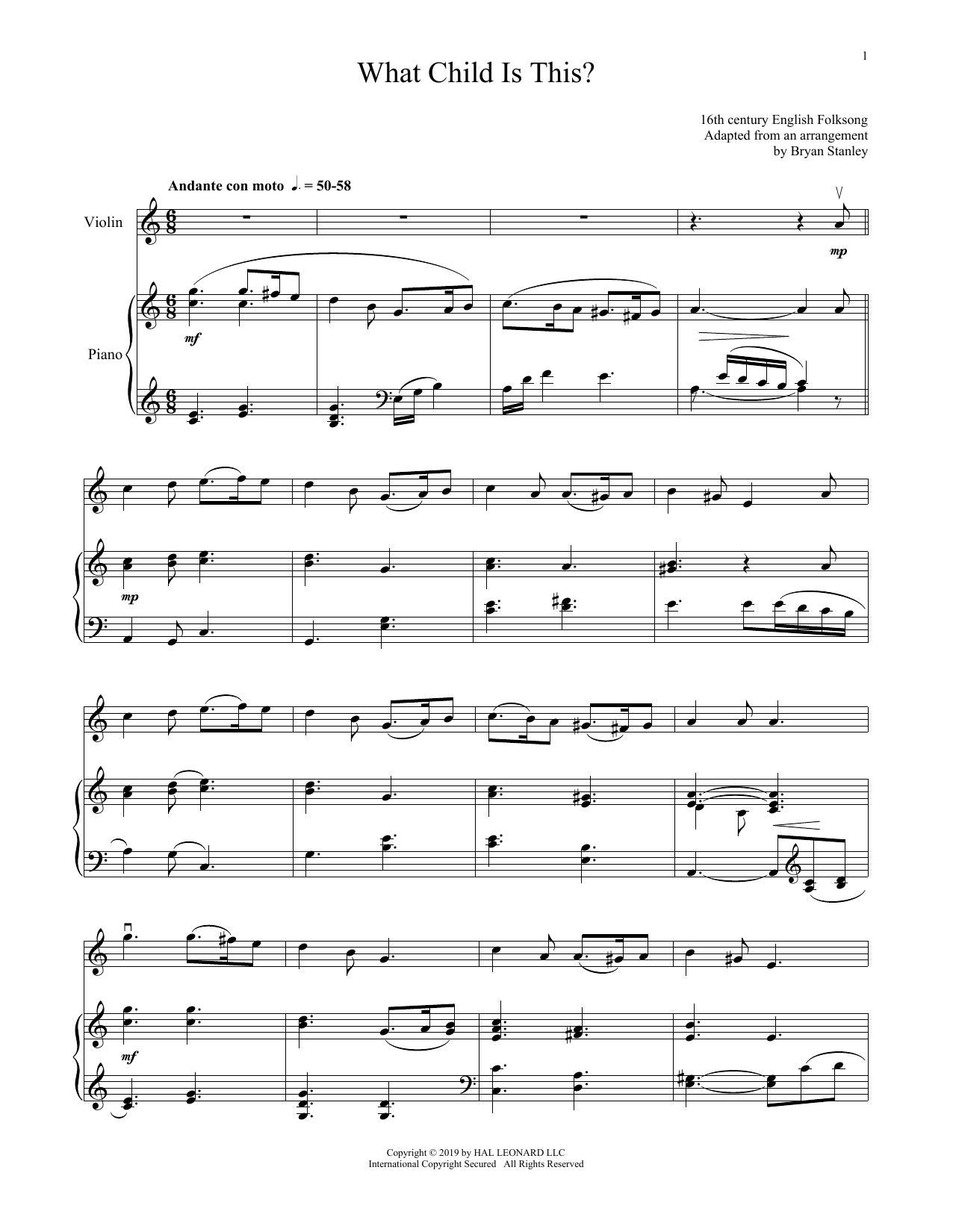 What Child Is This? (Violin and Piano) von William C. Dix