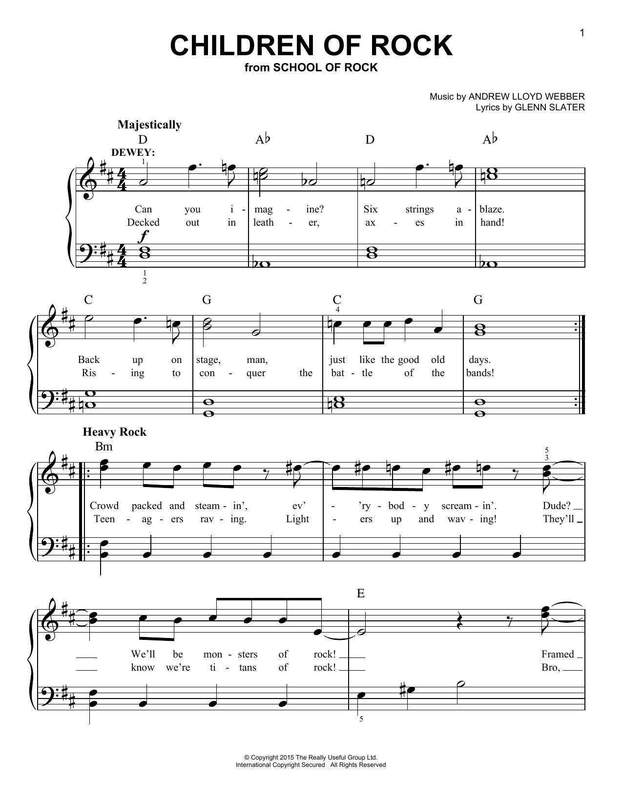 Children Of Rock (from School of Rock: The Musical) (Easy Piano) von Andrew Lloyd Webber