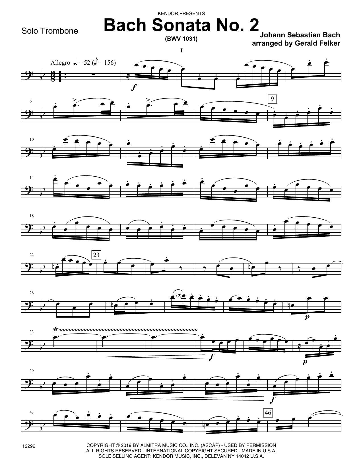 Bach Sonata No. 2 (bwv 1031) - Trombone (Brass Solo) von Gerald Felker