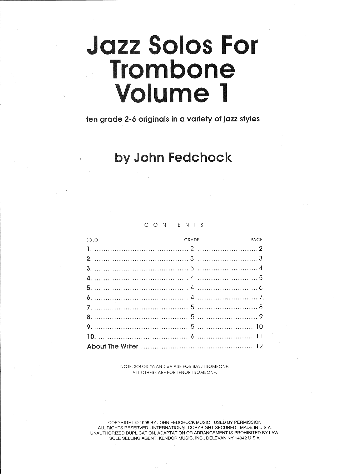 Jazz Solos For Trombone, Volume 1 (Brass Solo) von John Fedchock