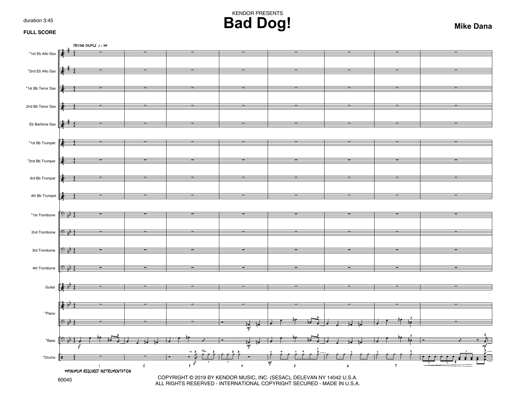 Bad Dog! - Full Score (Jazz Ensemble) von Mike Dana
