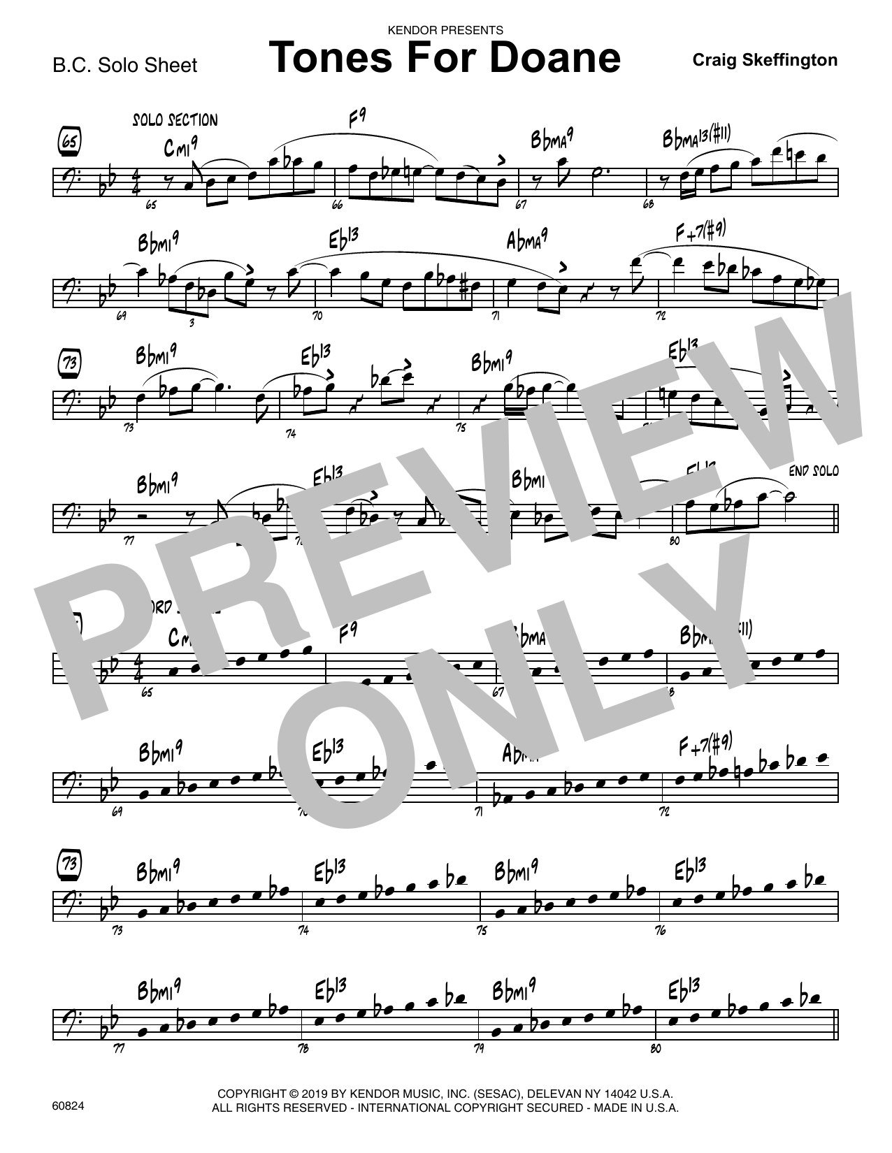 Tones For Doane - Sample Solo - Bass Clef Instr. (Jazz Ensemble) von Craig Skeffington