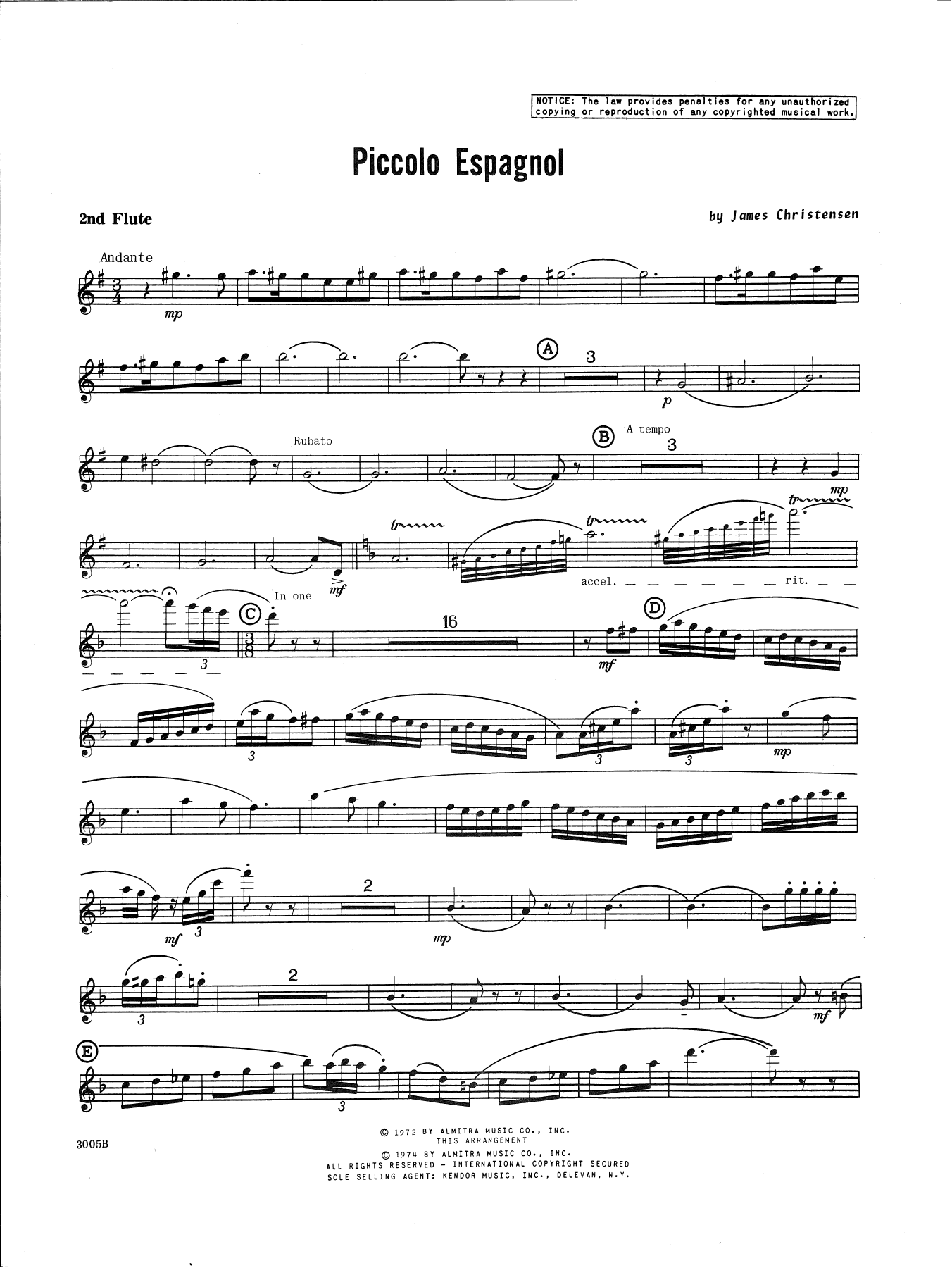 Piccolo Espagnol - 2nd Flute (Concert Band) von James Christensen