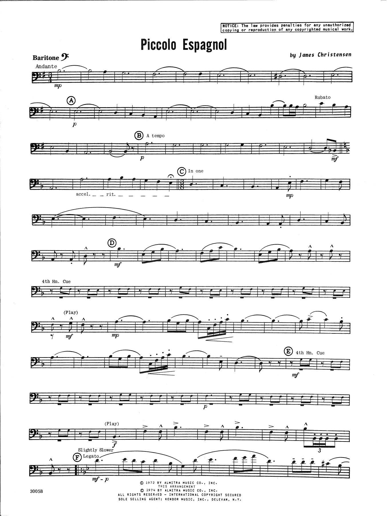 Piccolo Espagnol - Baritone B.C. (Concert Band) von James Christensen