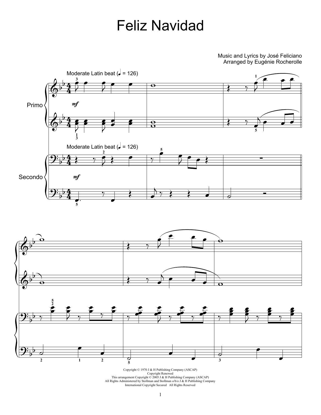 Feliz Navidad (Piano Duet) von Jose Feliciano