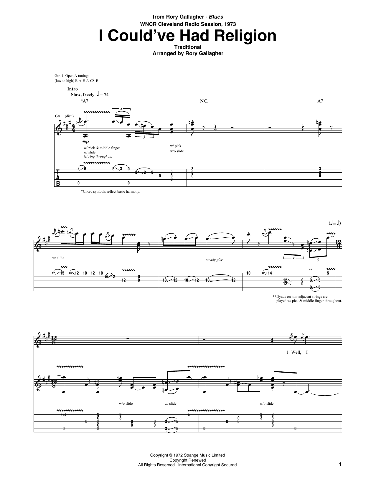 I Could've Had Religion (Guitar Tab) von Rory Gallagher