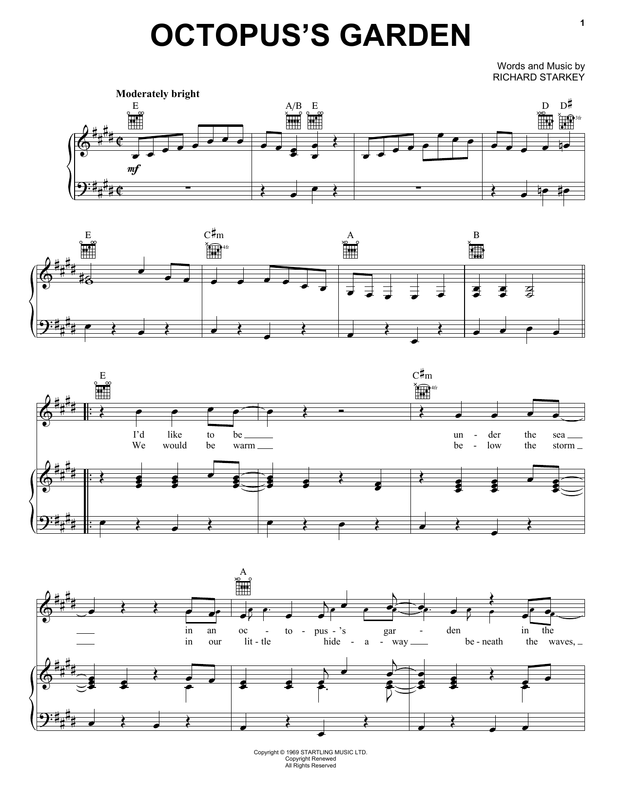 Octopus's Garden (Piano, Vocal & Guitar Chords (Right-Hand Melody)) von The Beatles