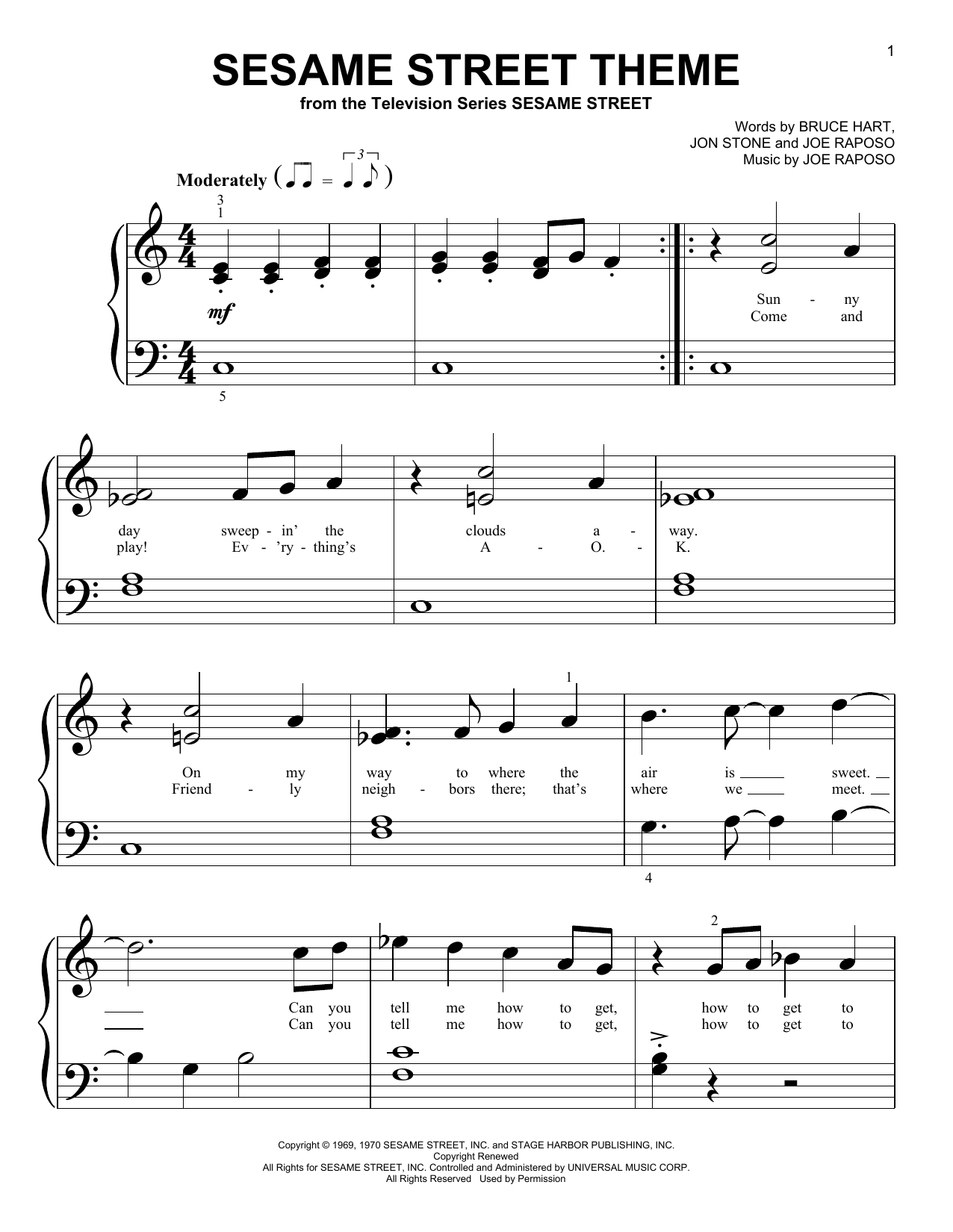 Sesame Street Theme (Big Note Piano) von Joe Raposo