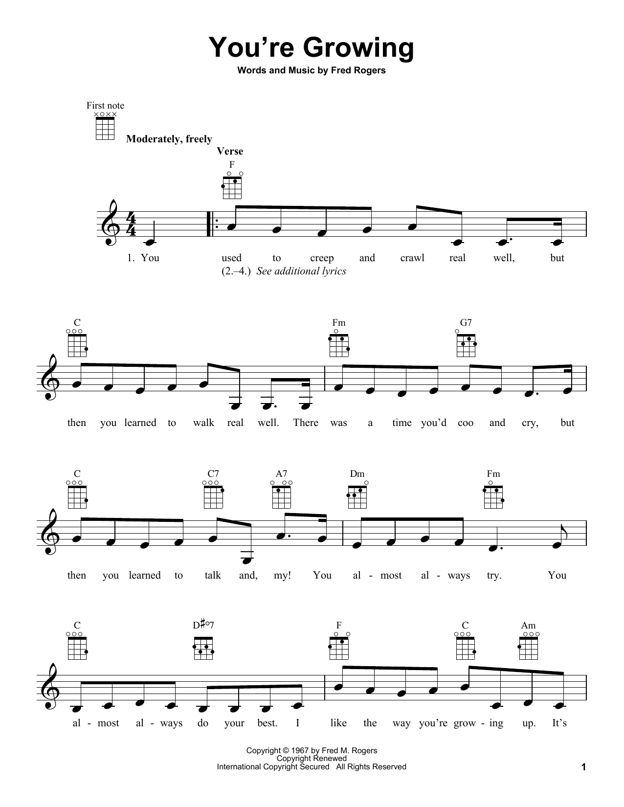 You're Growing (from Mister Rogers' Neighborhood) (Ukulele) von Fred Rogers