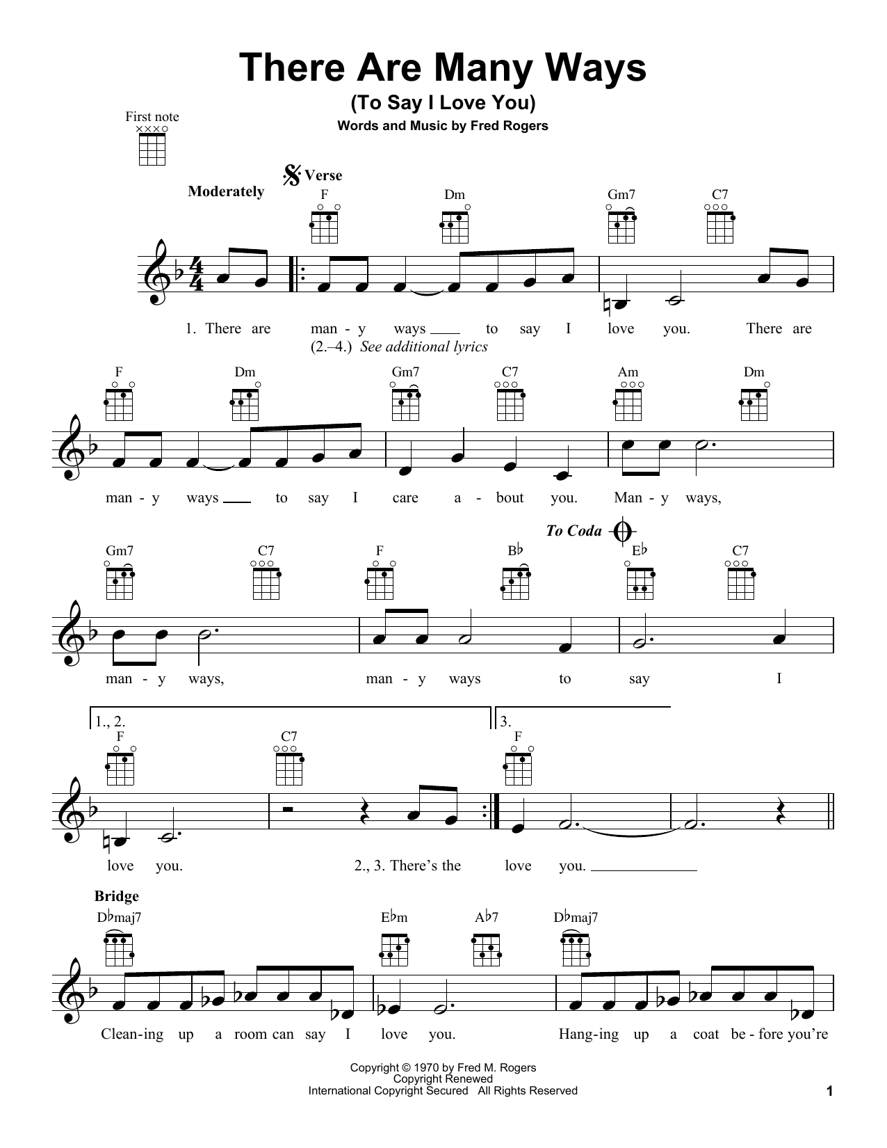 There Are Many Ways (To Say I Love You) (from Mister Rogers' Neighborhood) (Ukulele) von Fred Rogers