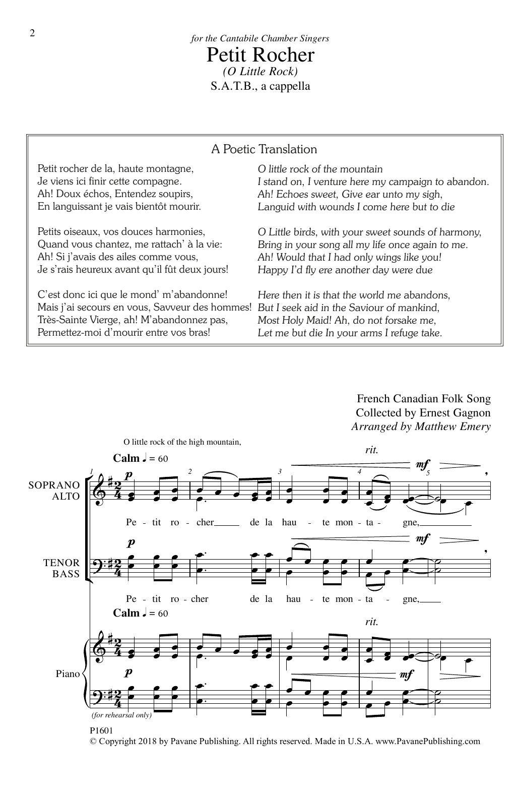 Petit Rocher (SATB Choir) von Matthew Emery