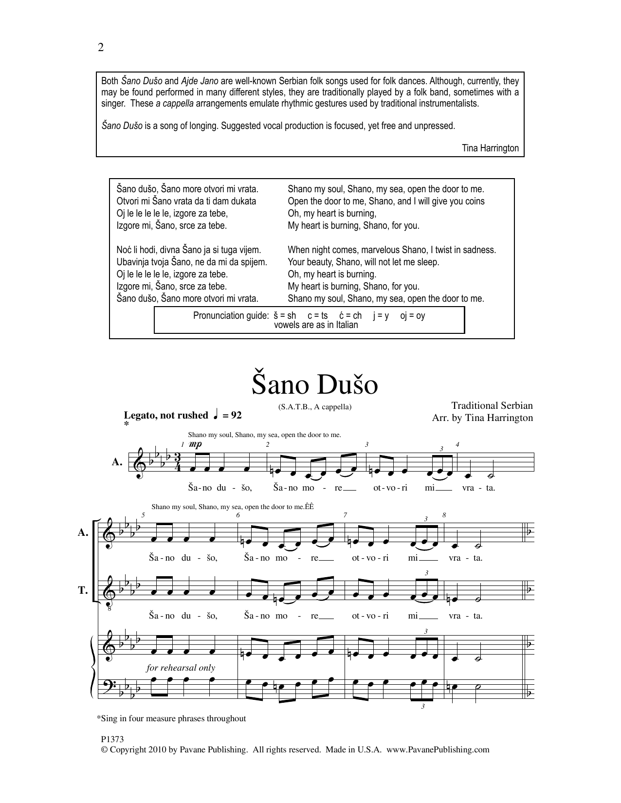 Sano Duso (SATB Choir) von Tina Harrington