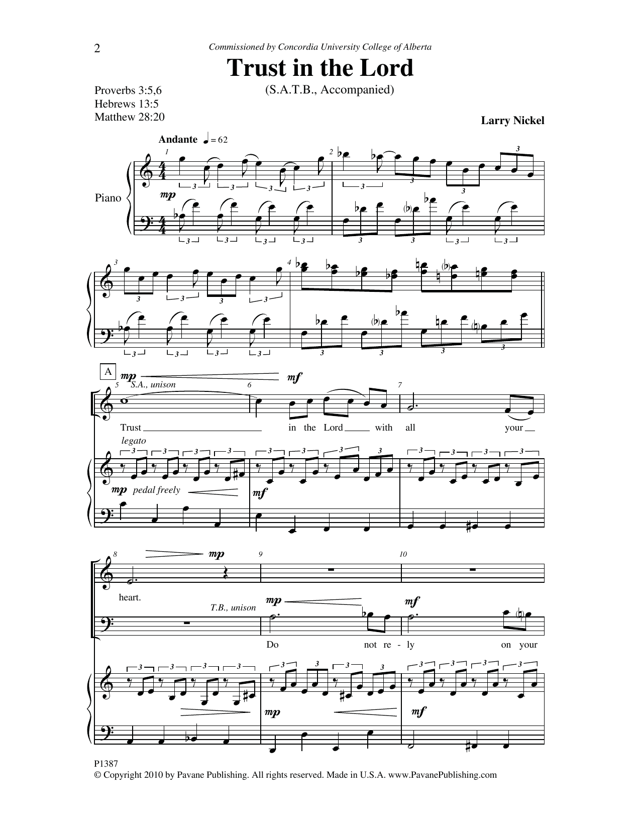 Trust In The Lord (SATB Choir) von Larry Nickel