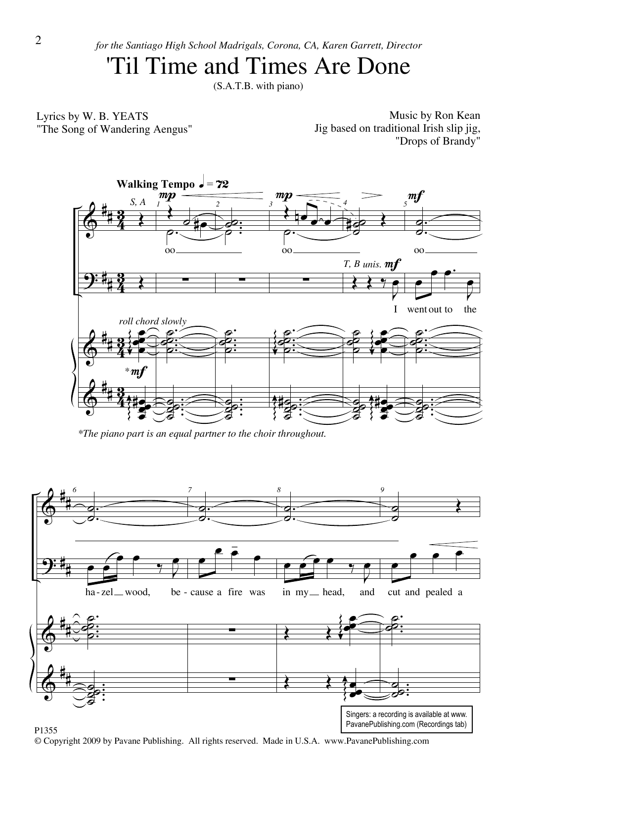 Til Time And Times Are Done (SATB Choir) von Ron Kean