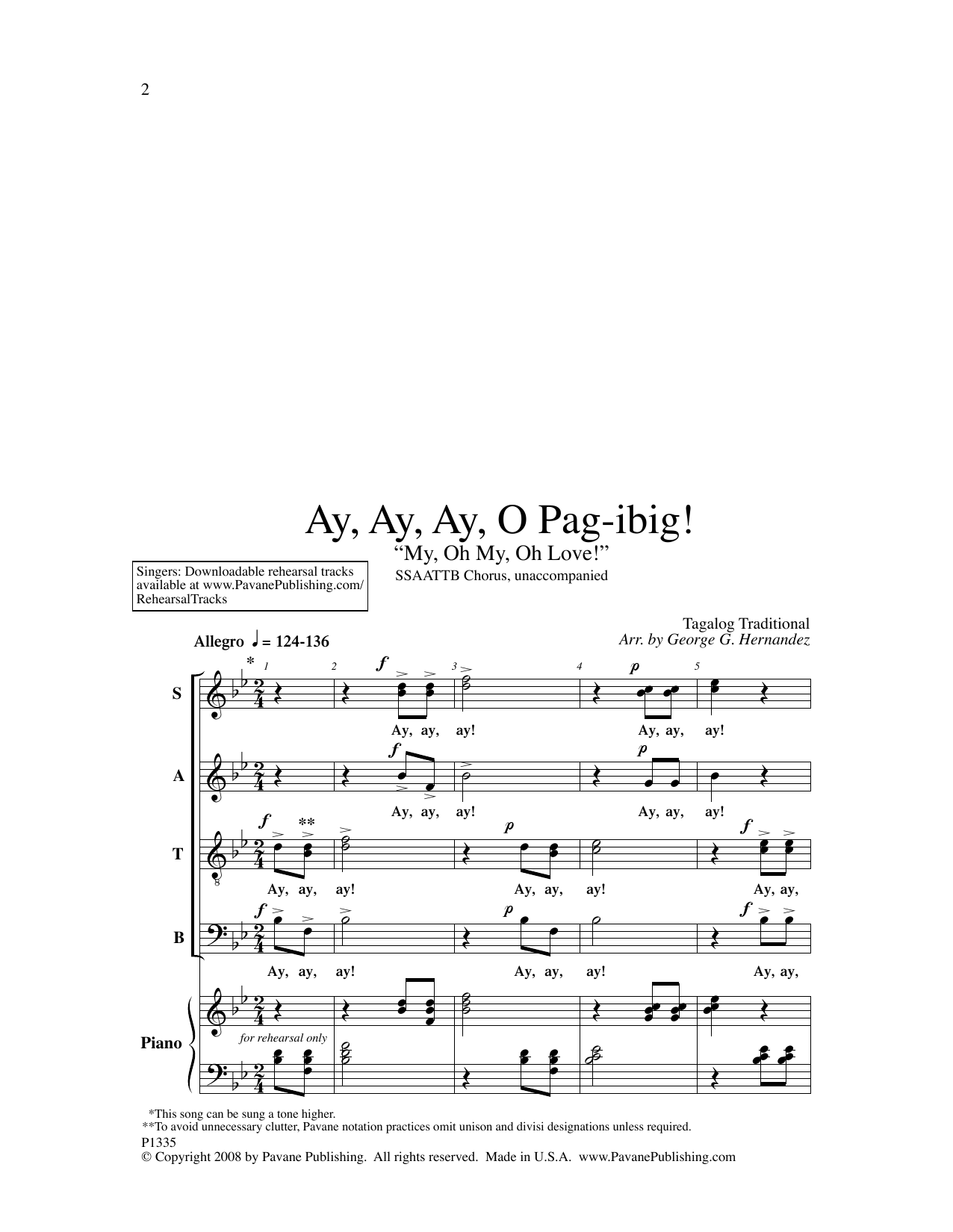Ay, Ay, Ay, O Pag-ibig! (SATB Choir) von George Hernandez