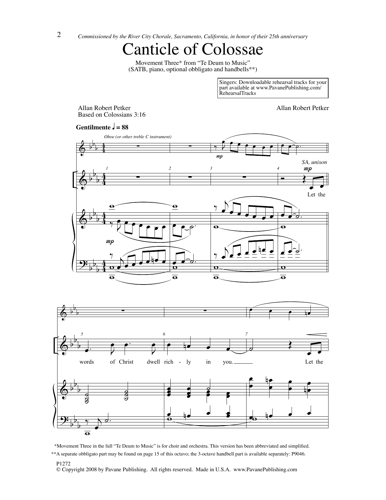 Canticle Of Colossae (SATB Choir) von Allan Robert Petker