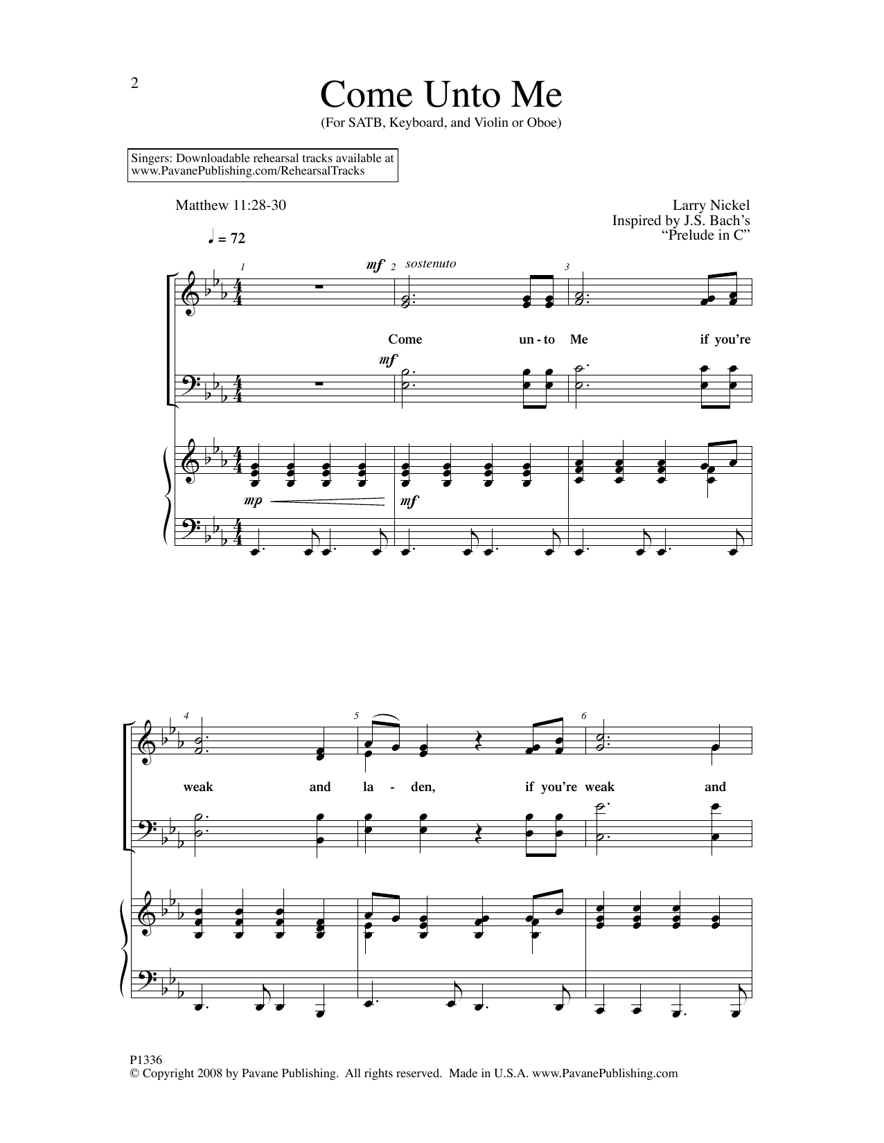 Come Unto Me (SATB Choir) von Larry Nickel