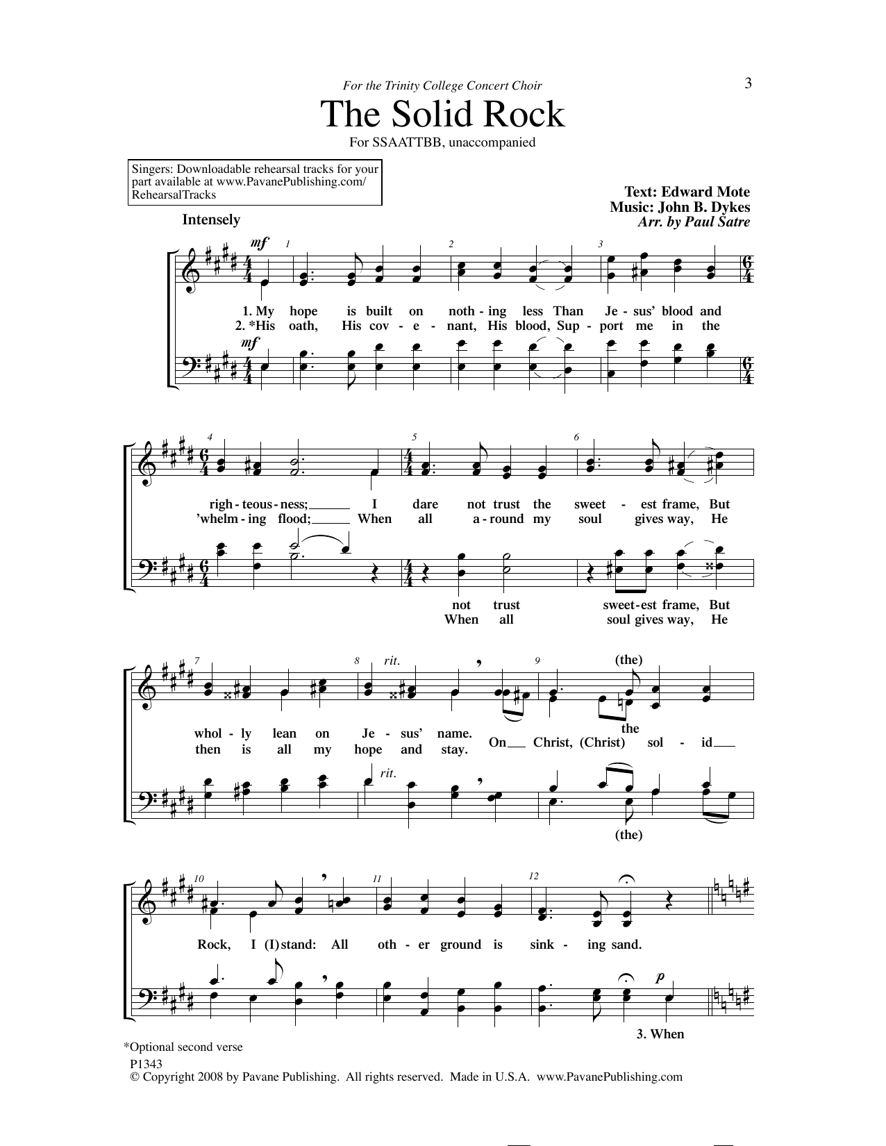 The Solid Rock (arr. Paul Satre) (SATB Choir) von Edward Mote