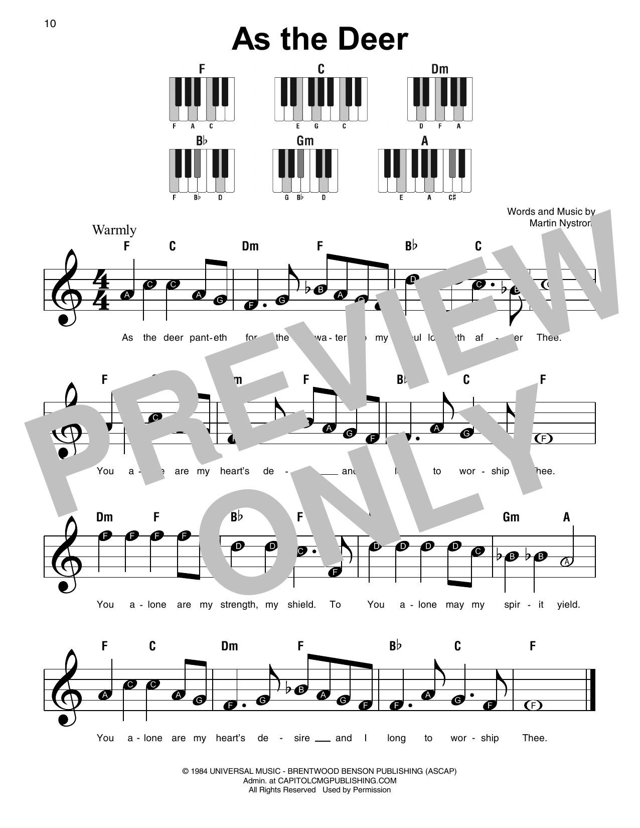 As The Deer (Super Easy Piano) von Martin Nystrom