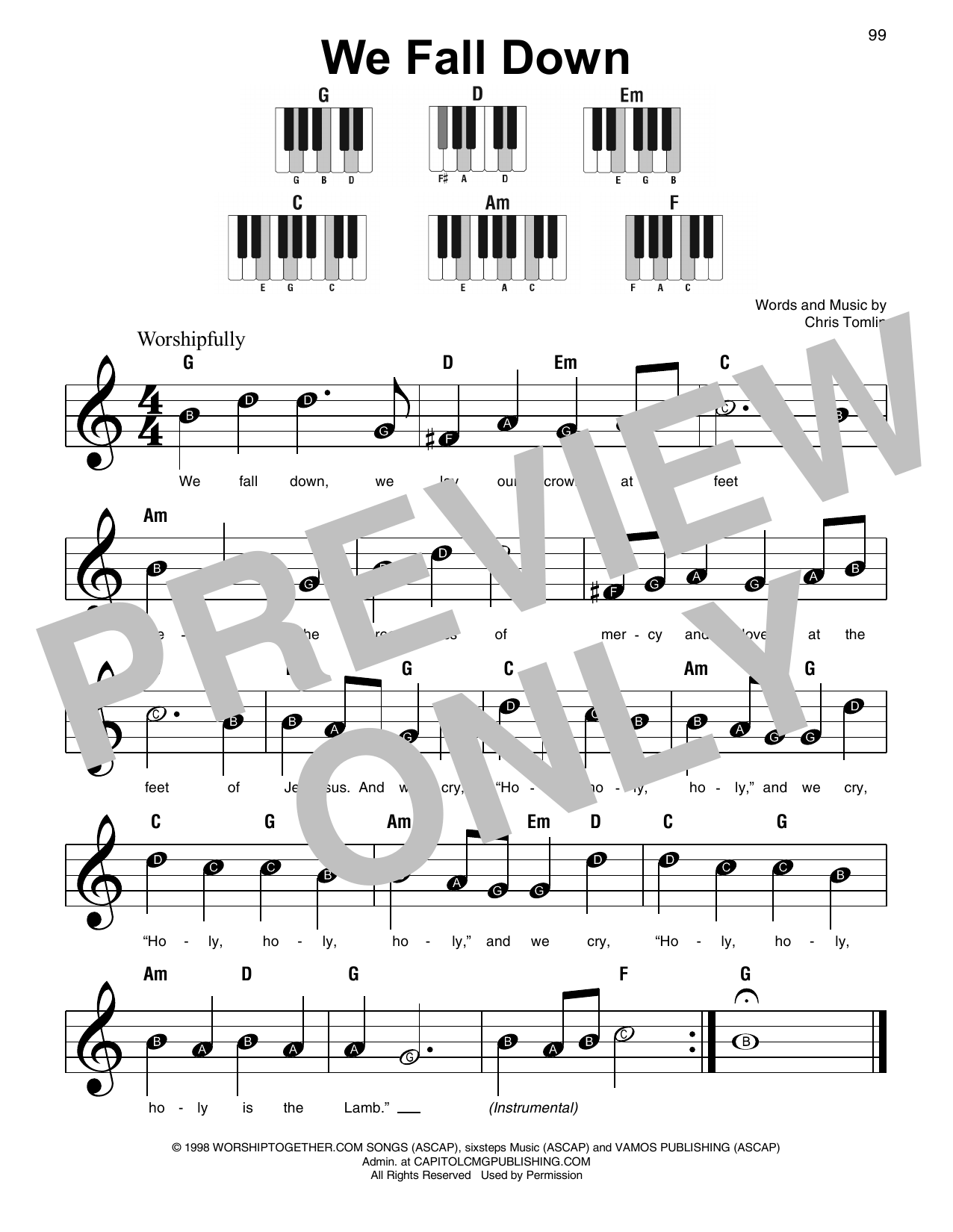 We Fall Down (Super Easy Piano) von Chris Tomlin