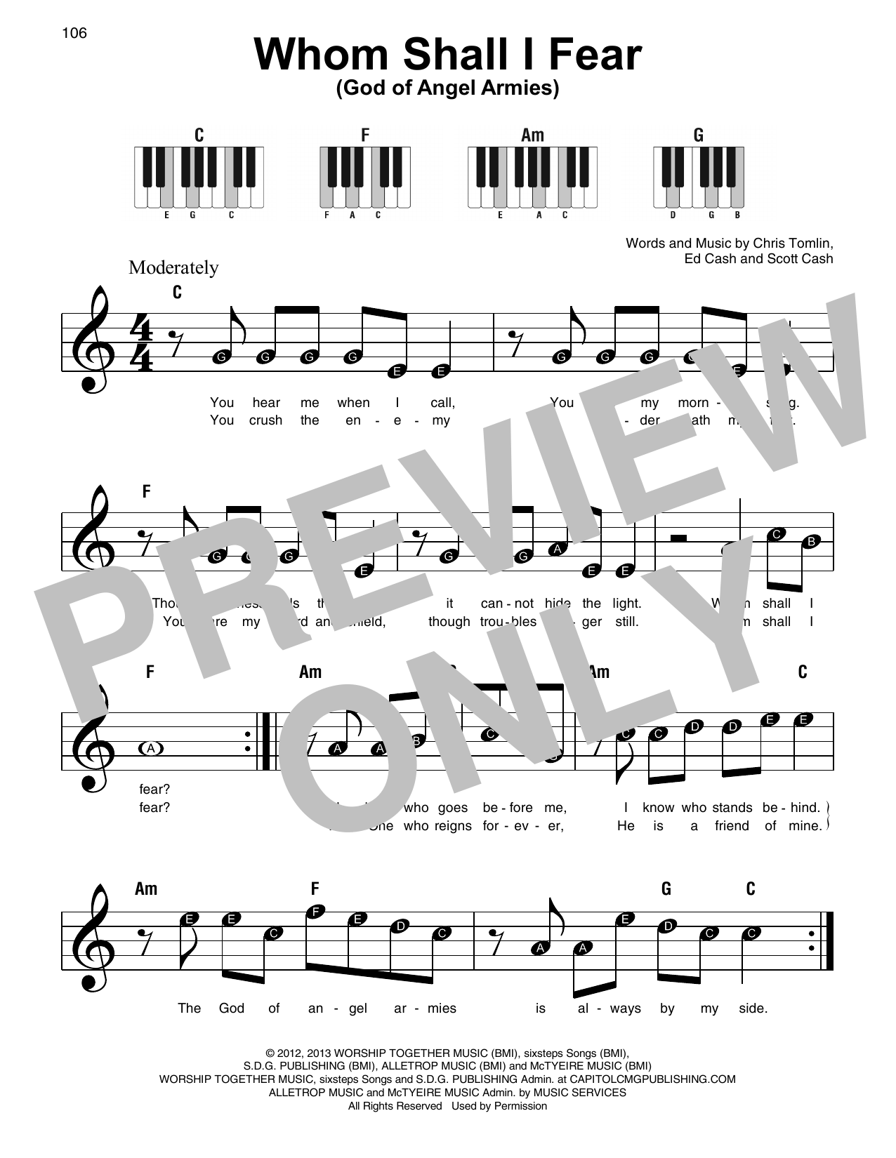 Whom Shall I Fear (God Of Angel Armies) (Super Easy Piano) von Chris Tomlin