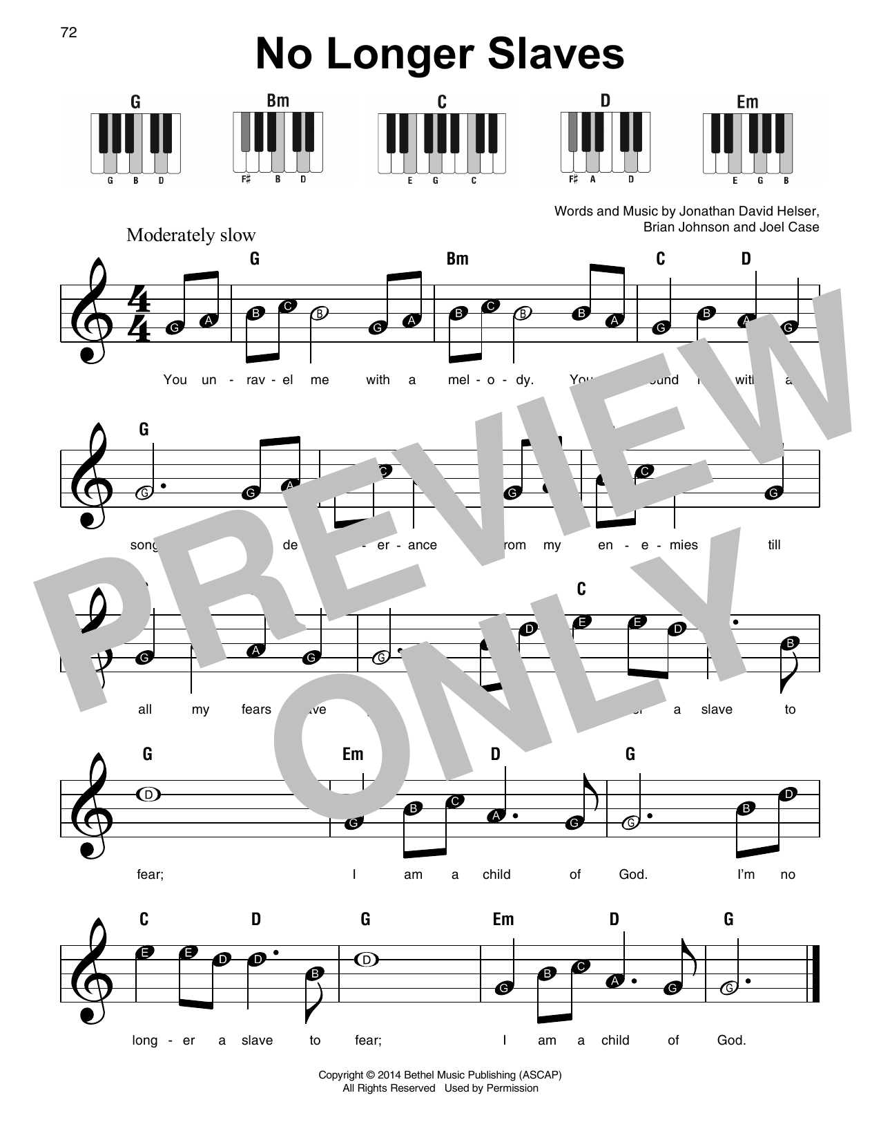 No Longer Slaves (Super Easy Piano) von Bethel Music