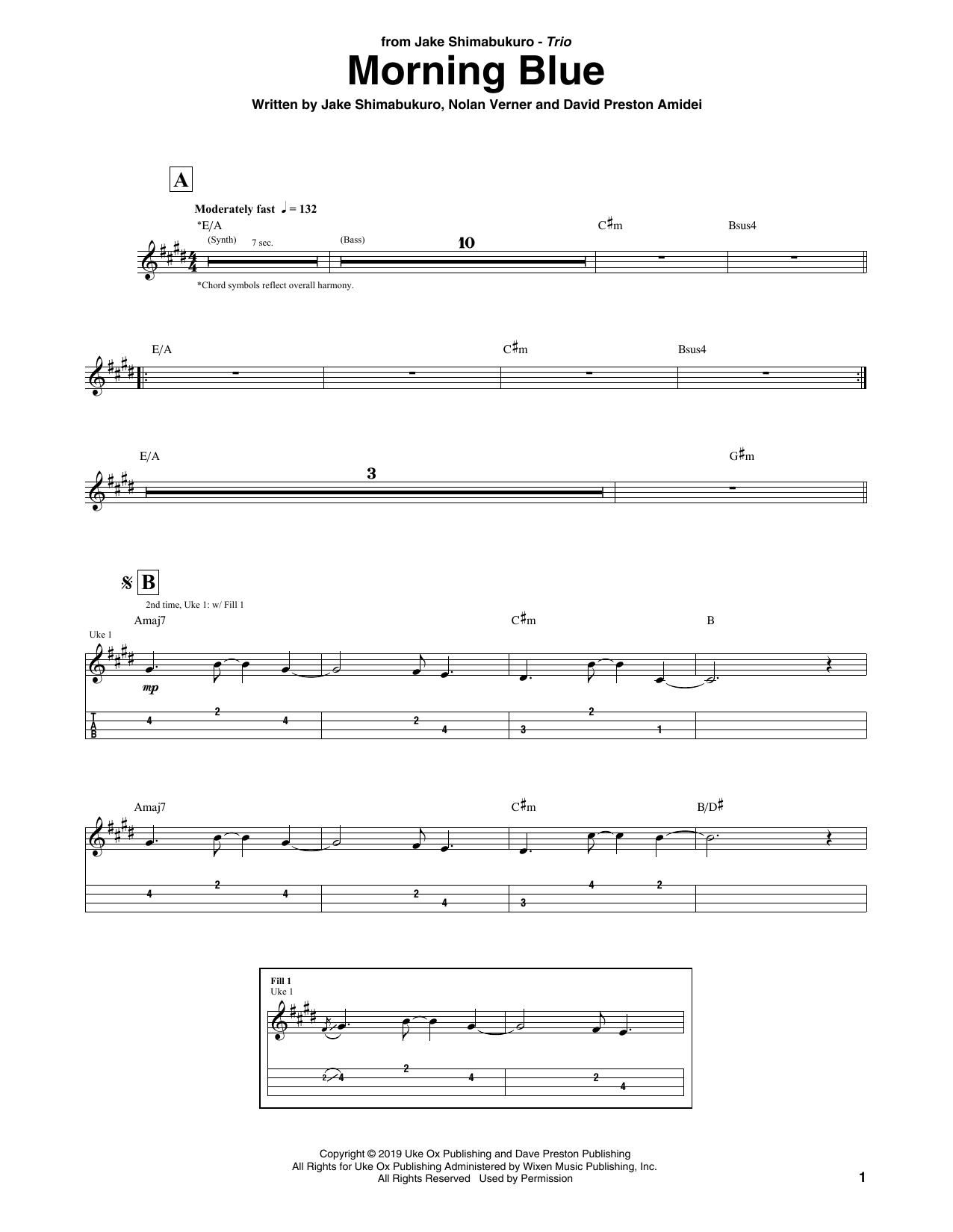 Morning Blue (Ukulele Tab) von Jake Shimabukuro Trio