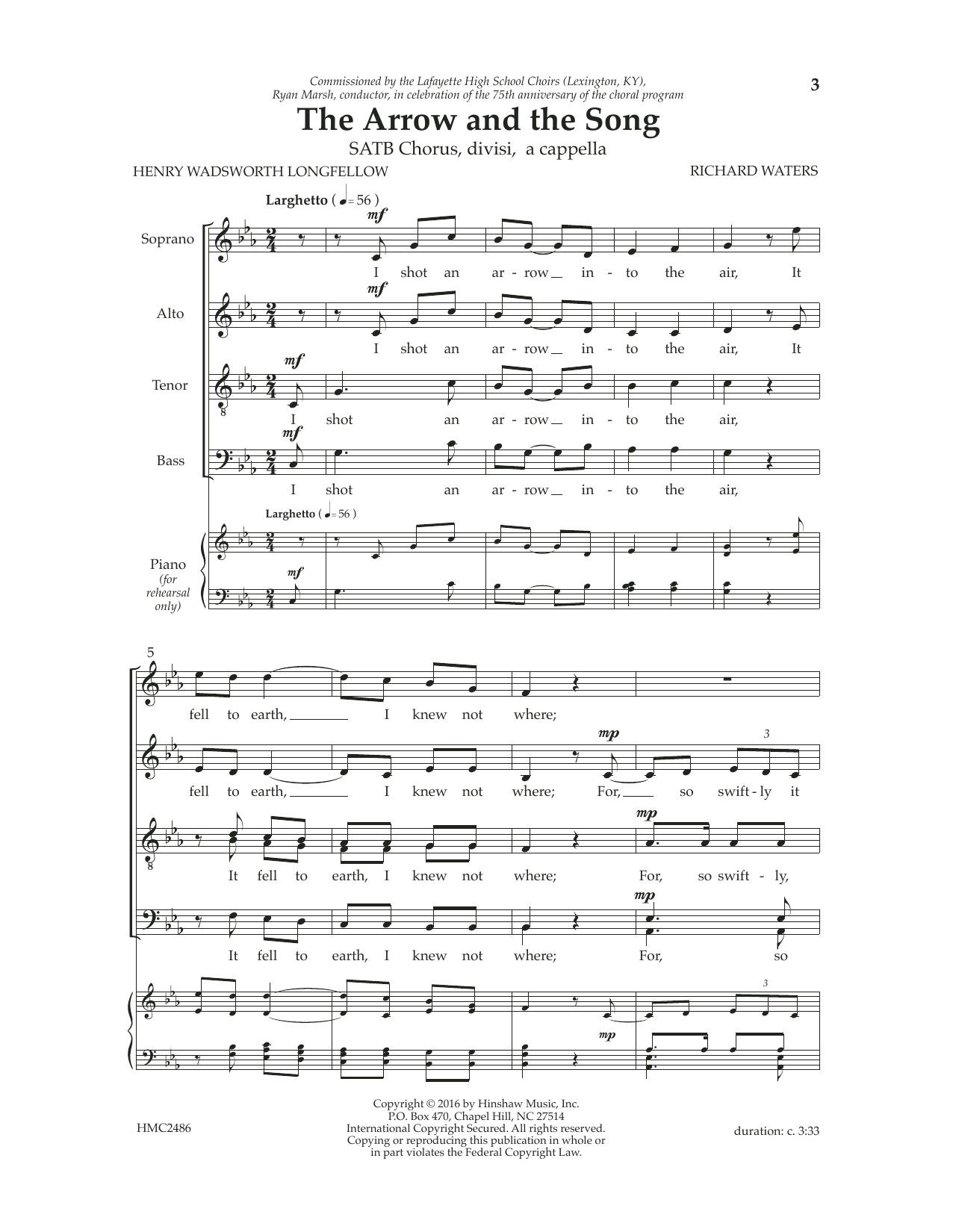 The Arrow And The Song (SATB Choir) von Richard Waters