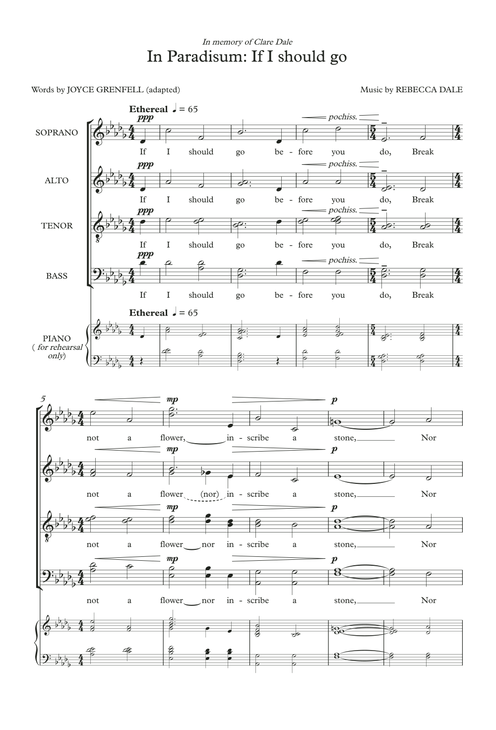 In Paradisum: If I Should Go (from Materna Requiem) (SATB Choir) von Rebecca Dale