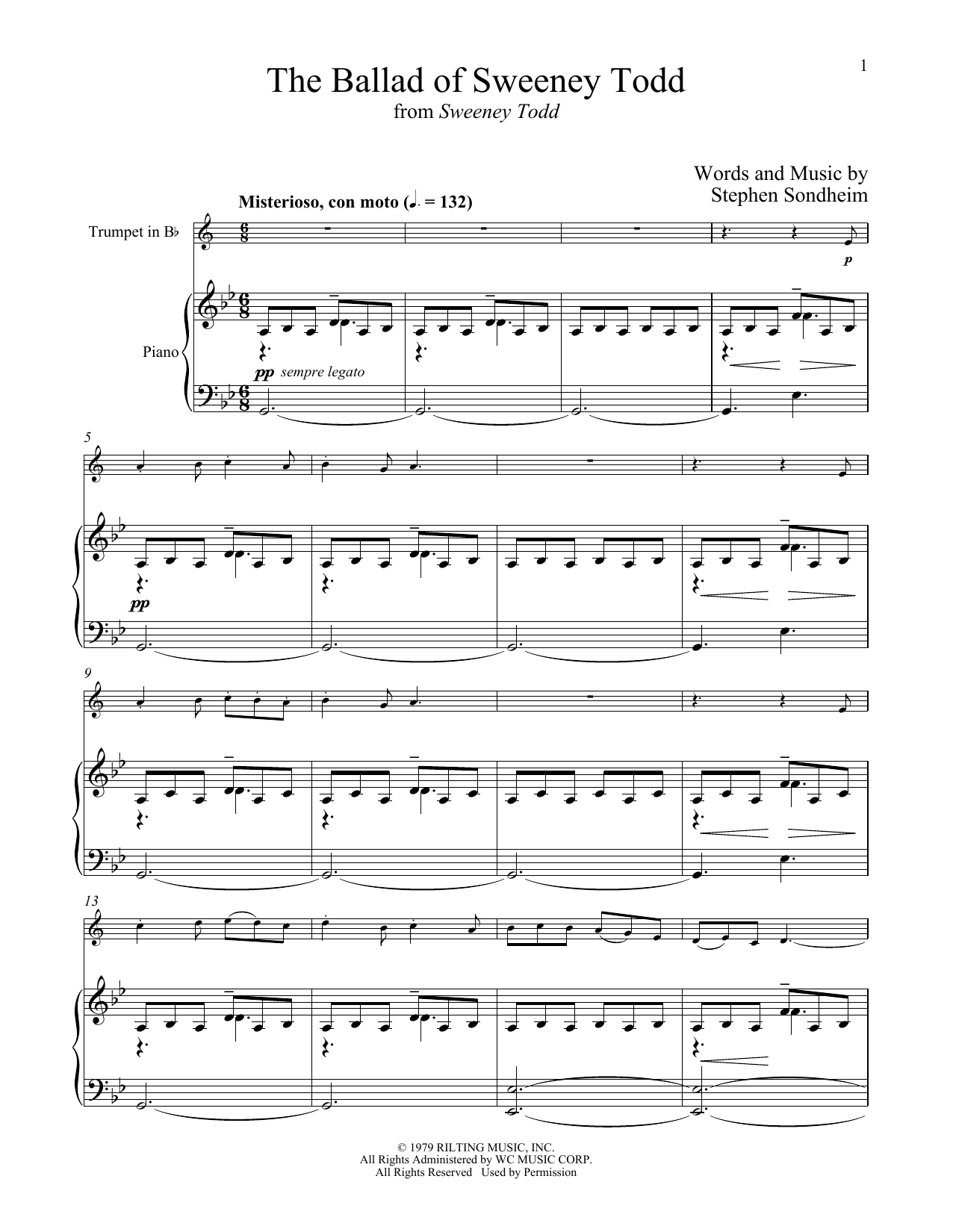 The Ballad Of Sweeney Todd (from Sweeney Todd) (Trumpet and Piano) von Stephen Sondheim