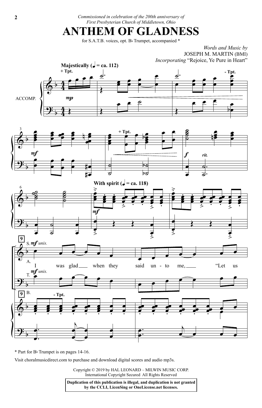 Anthem Of Gladness (SATB Choir) von Joseph M. Martin