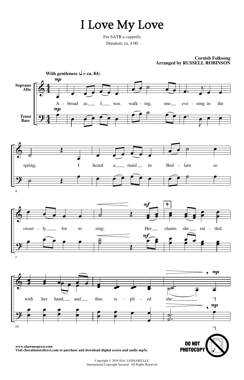 I Love My Love (arr. Russell Robinson) (SATB Choir) von Cornish Folksong