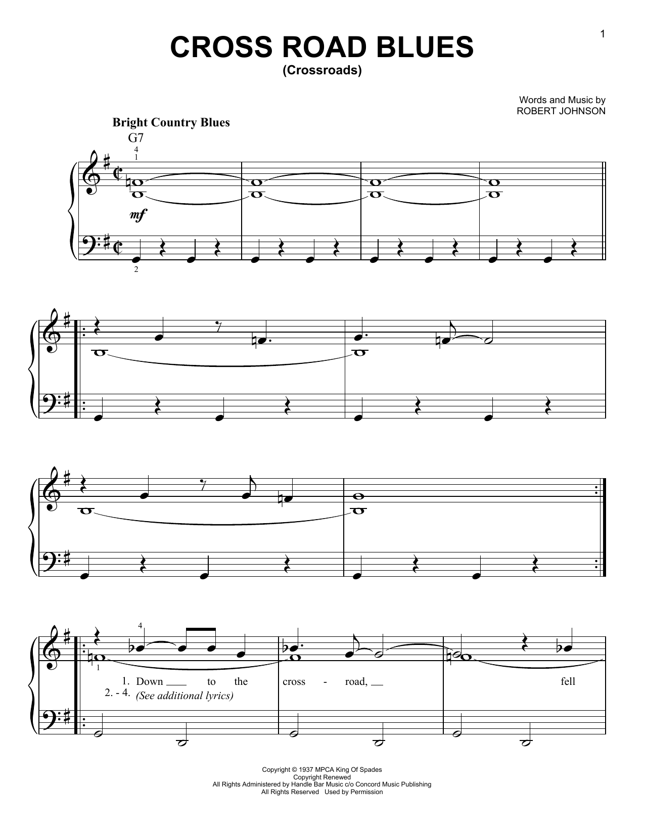 Cross Road Blues (Crossroads) (Very Easy Piano) von Cream