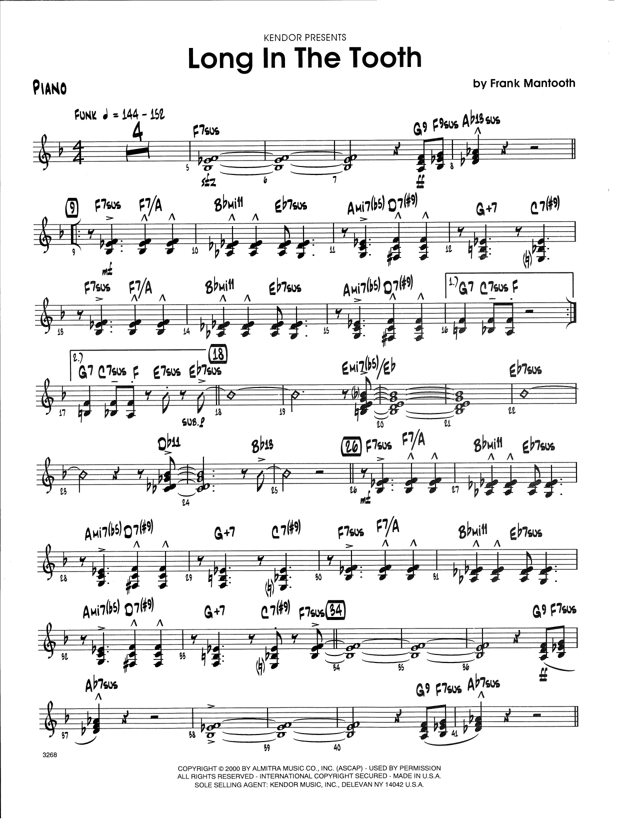 Long In The Tooth - Piano (Jazz Ensemble) von Frank Mantooth