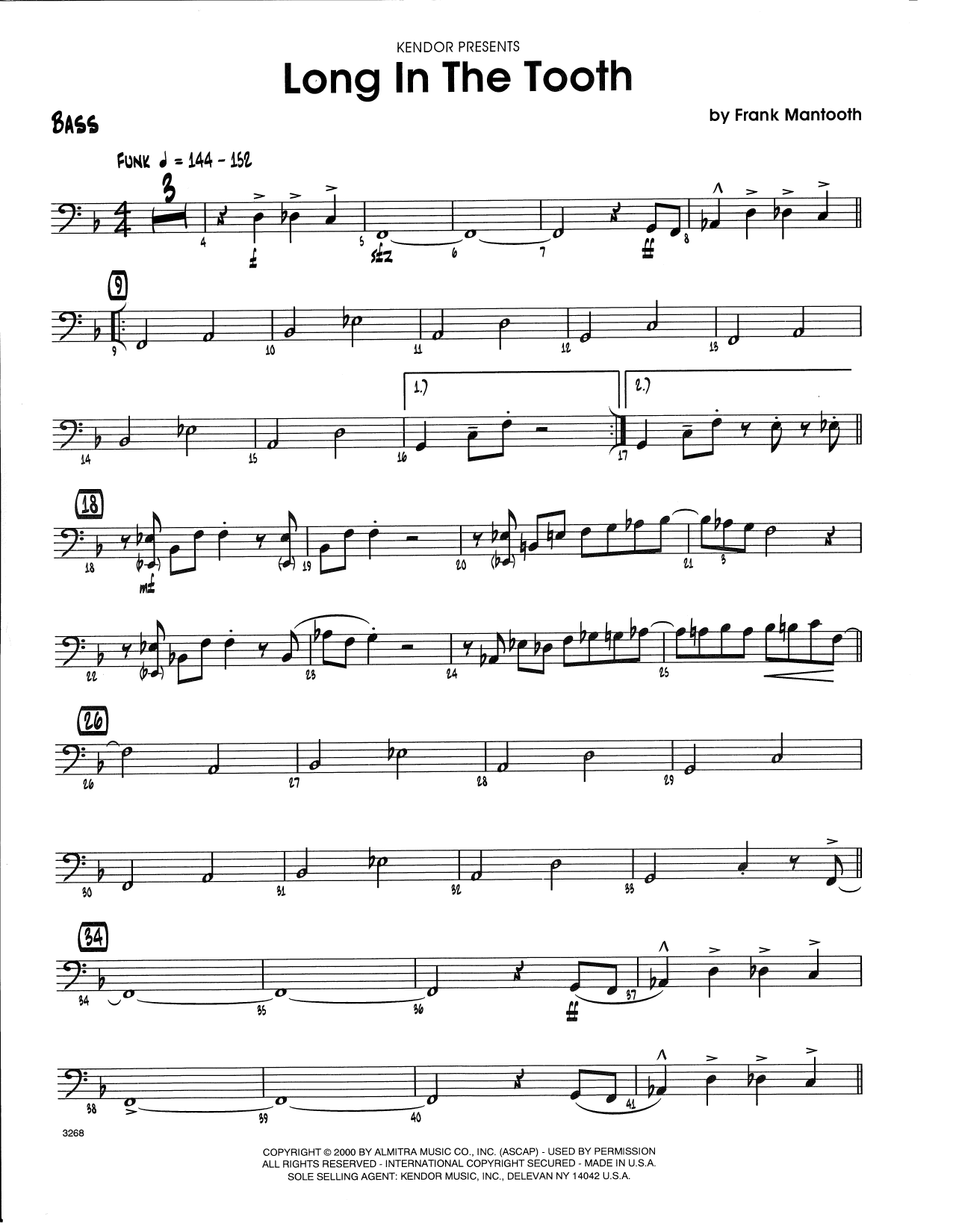 Long In The Tooth - Bass (Jazz Ensemble) von Frank Mantooth