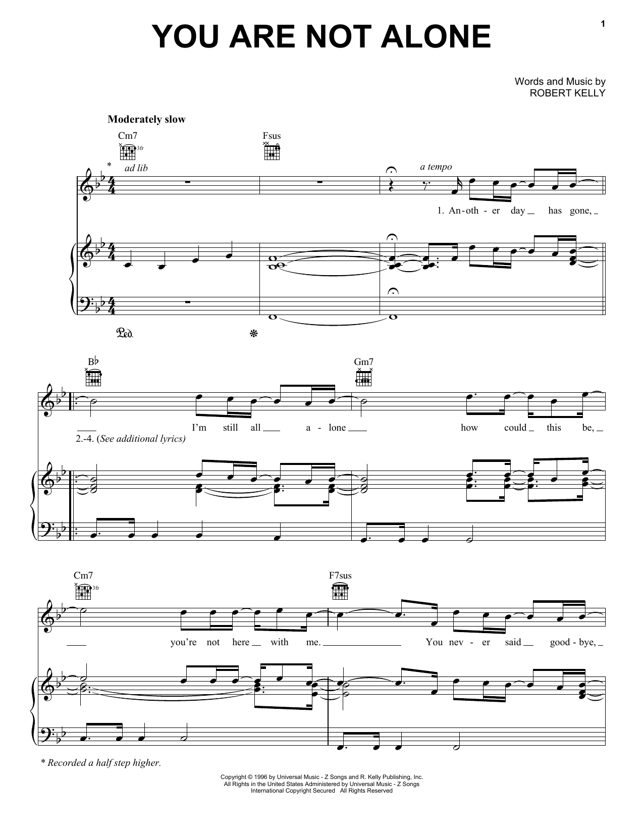 You Are Not Alone (Piano, Vocal & Guitar Chords (Right-Hand Melody)) von Michael Jackson