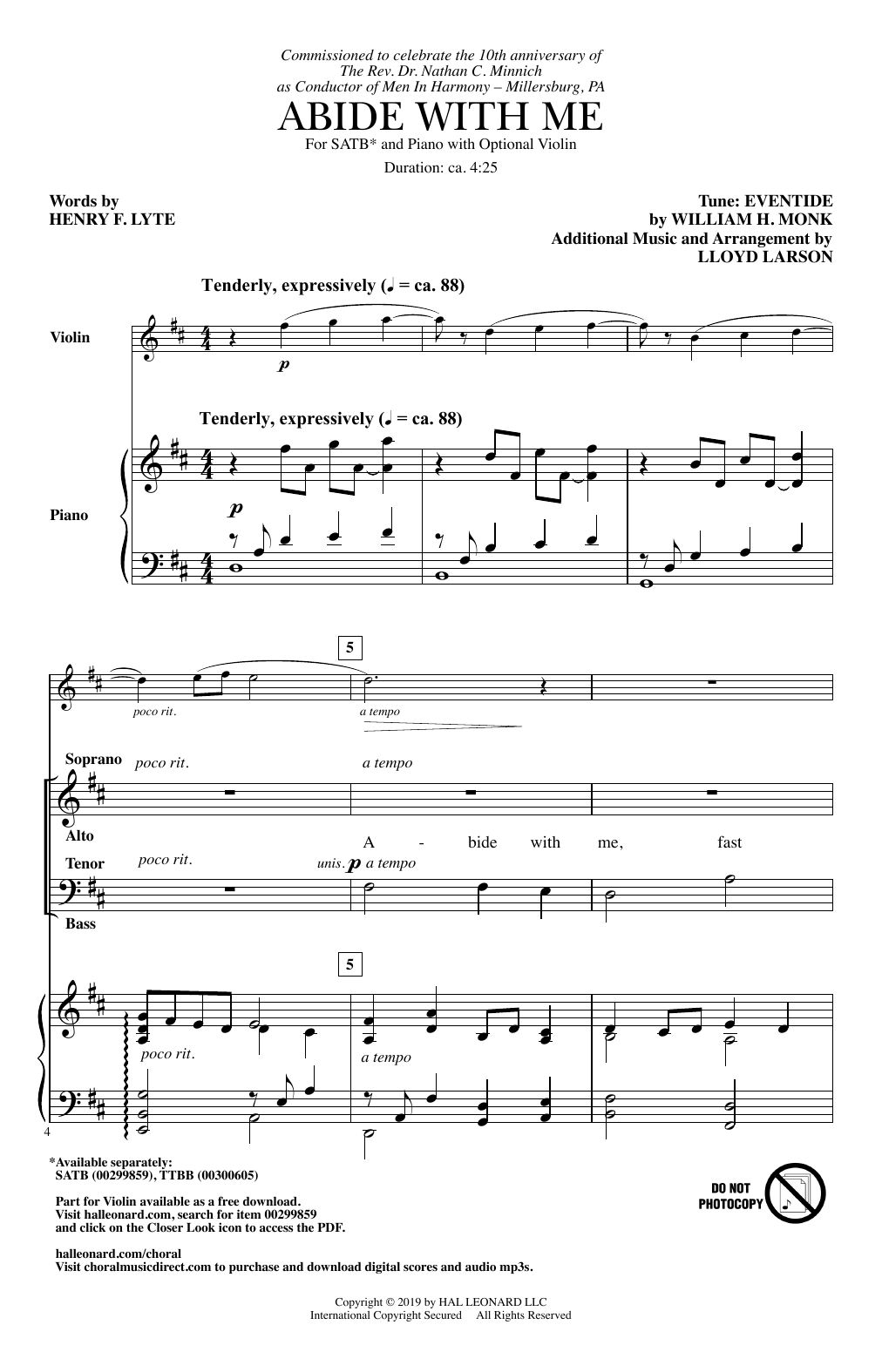 Abide With Me (arr. Lloyd Larson) (SATB Choir) von Henry F. Lyte