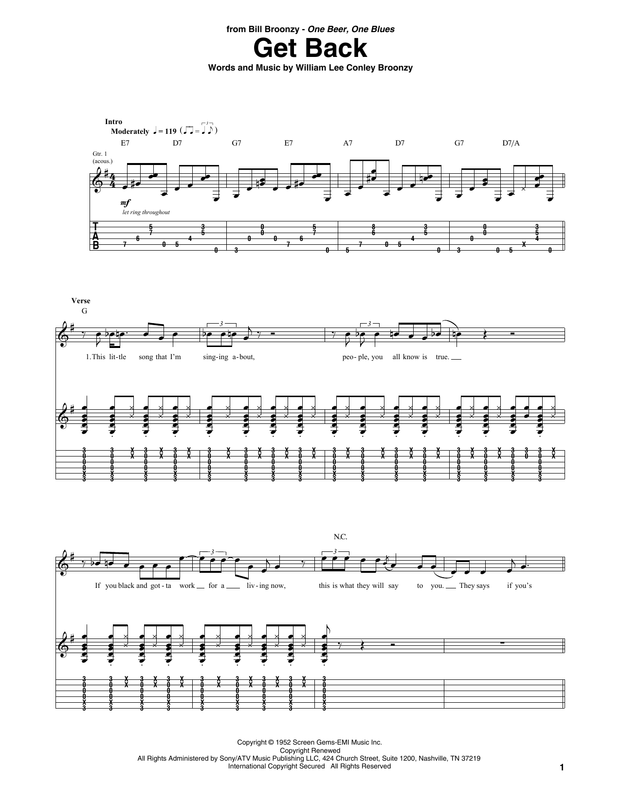 Get Back (Guitar Tab) von Big Bill Broonzy