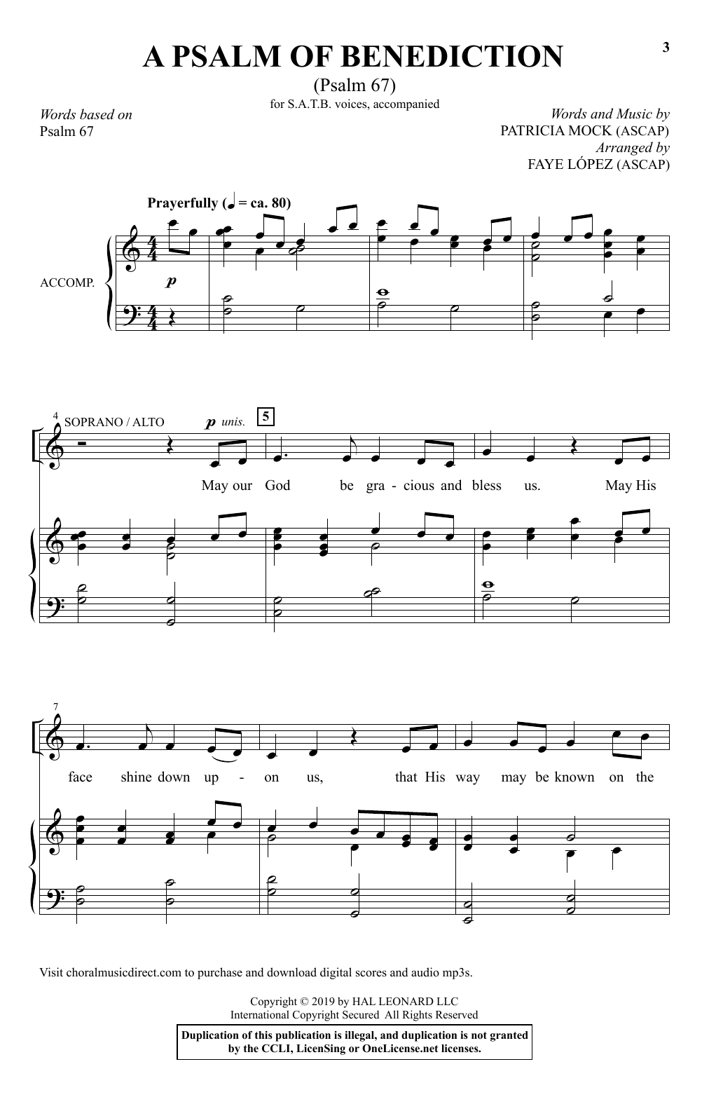 A Psalm Of Benediction (Psalm 67) (arr. Faye Lopez) (SATB Choir) von Patricia Mock