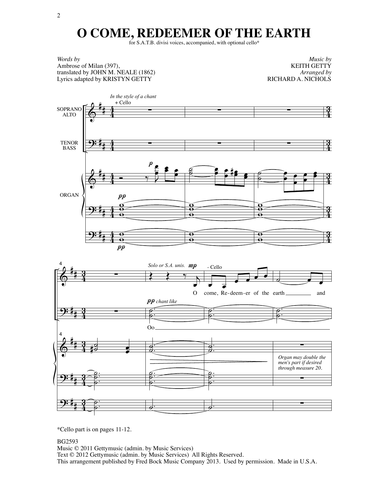 O Come, Redeemer Of The Earth (arr. Richard A. Nichols) (SATB Choir) von Keith Getty