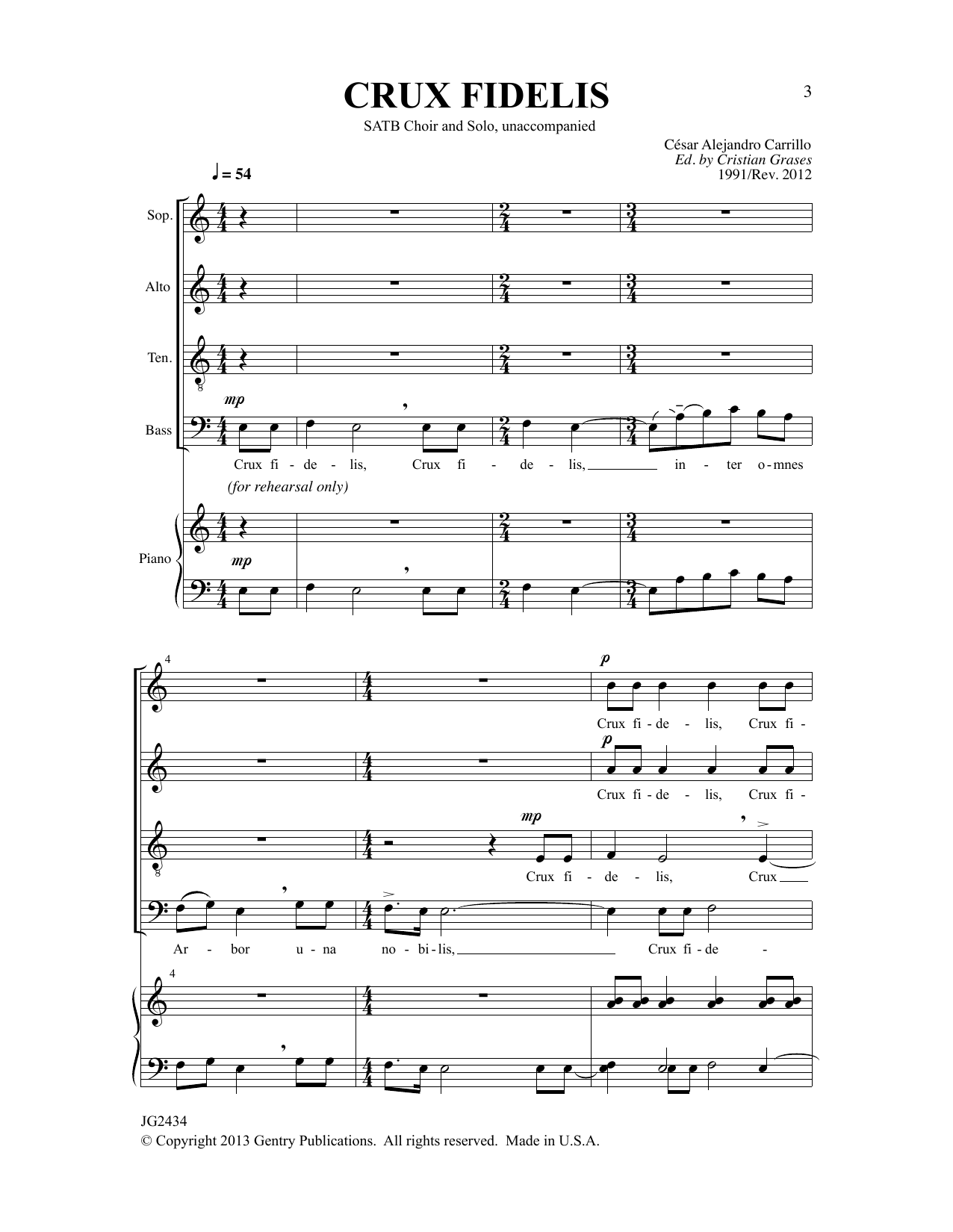 Crux Fidelis (ed. Cristian Grases) (SATB Choir) von Cesar Alejandro Carillo