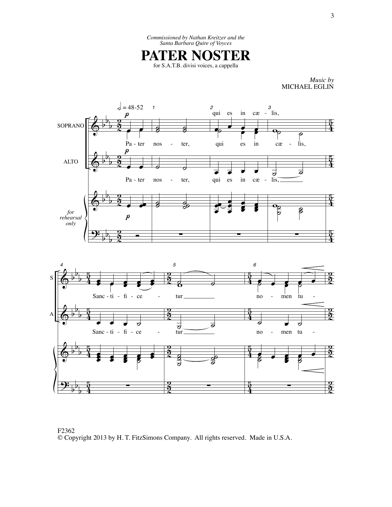 Pater Noster (SATB Choir) von Michael Eglin