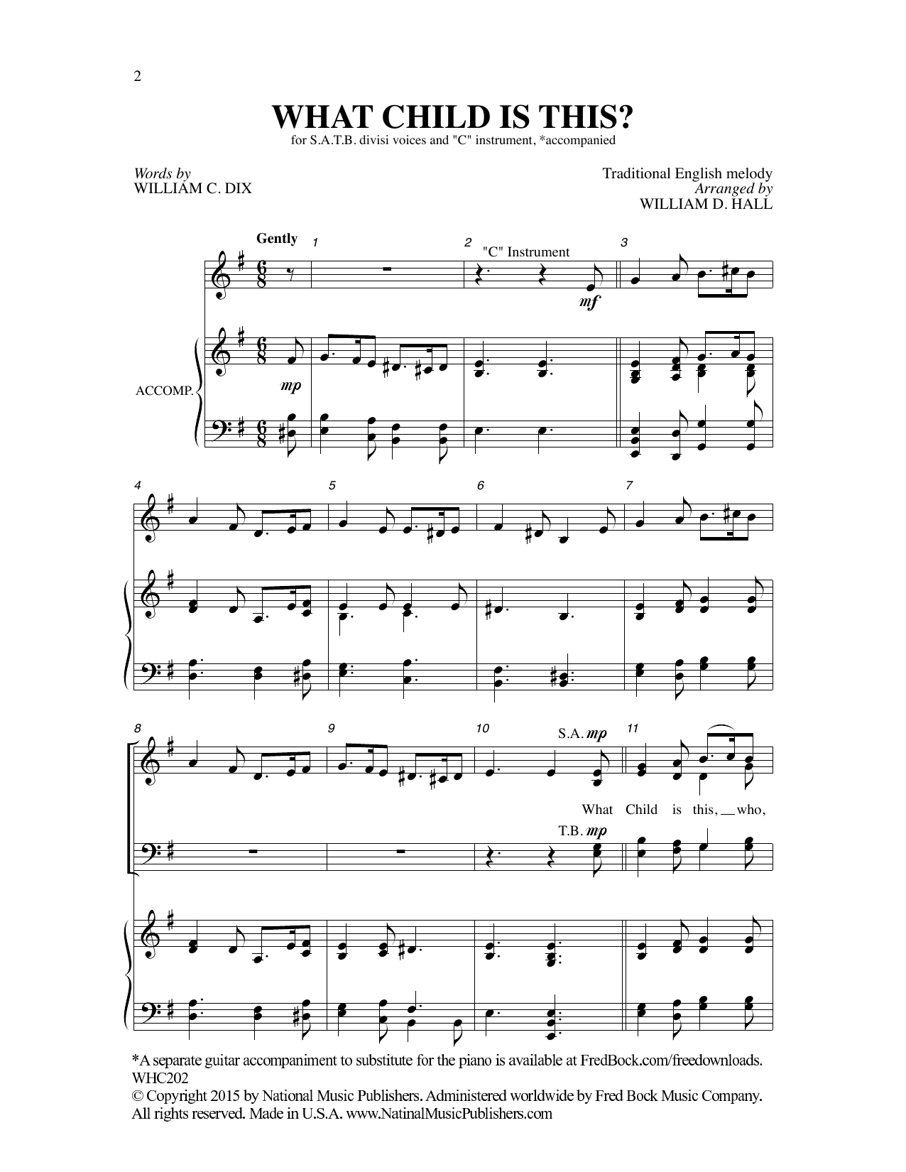 What Child Is This (arr. William D. Hall) (SATB Choir) von Traditional English Melody