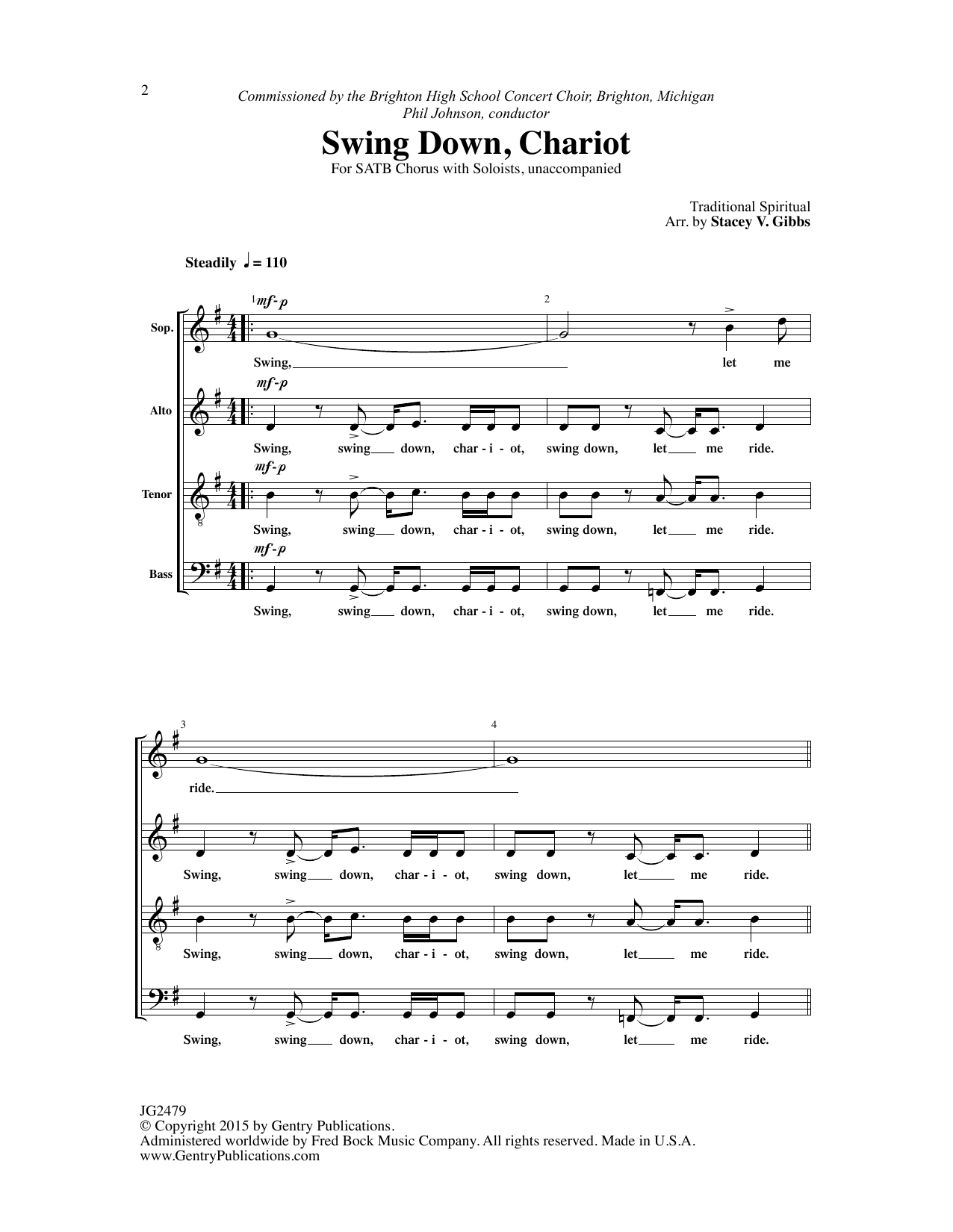 Swing Down, Chariot (arr. Stacey V. Gibbs) (SATB Choir) von Traditional Spiritual