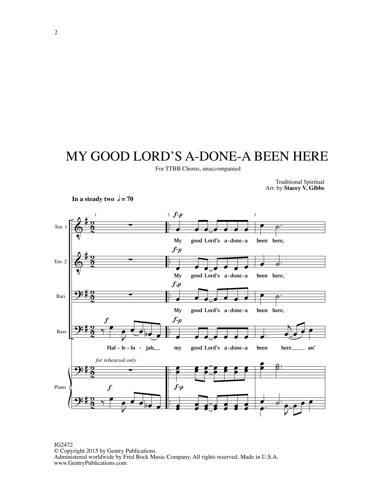 My Good Lord's Done-a Been Here (arr. Stacey V. Gibbs) (TTBB Choir) von Traditional Spiritual