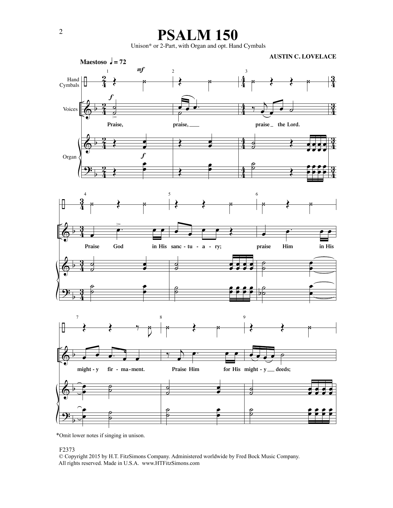 Psalm 150 (Unison Choir) von Austin Lovelace