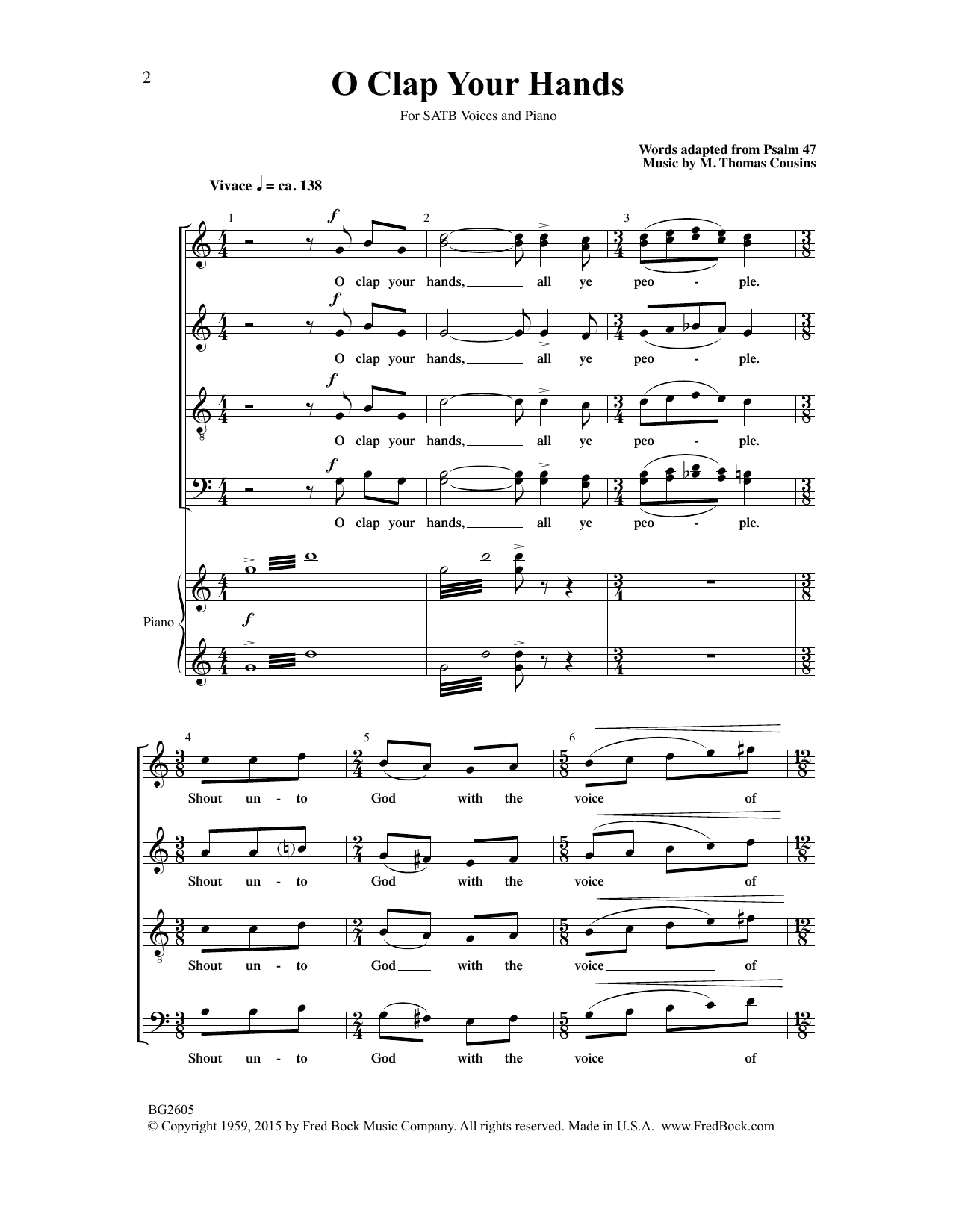 O Clap Your Hands (SATB Choir) von M. Thomas Cousins