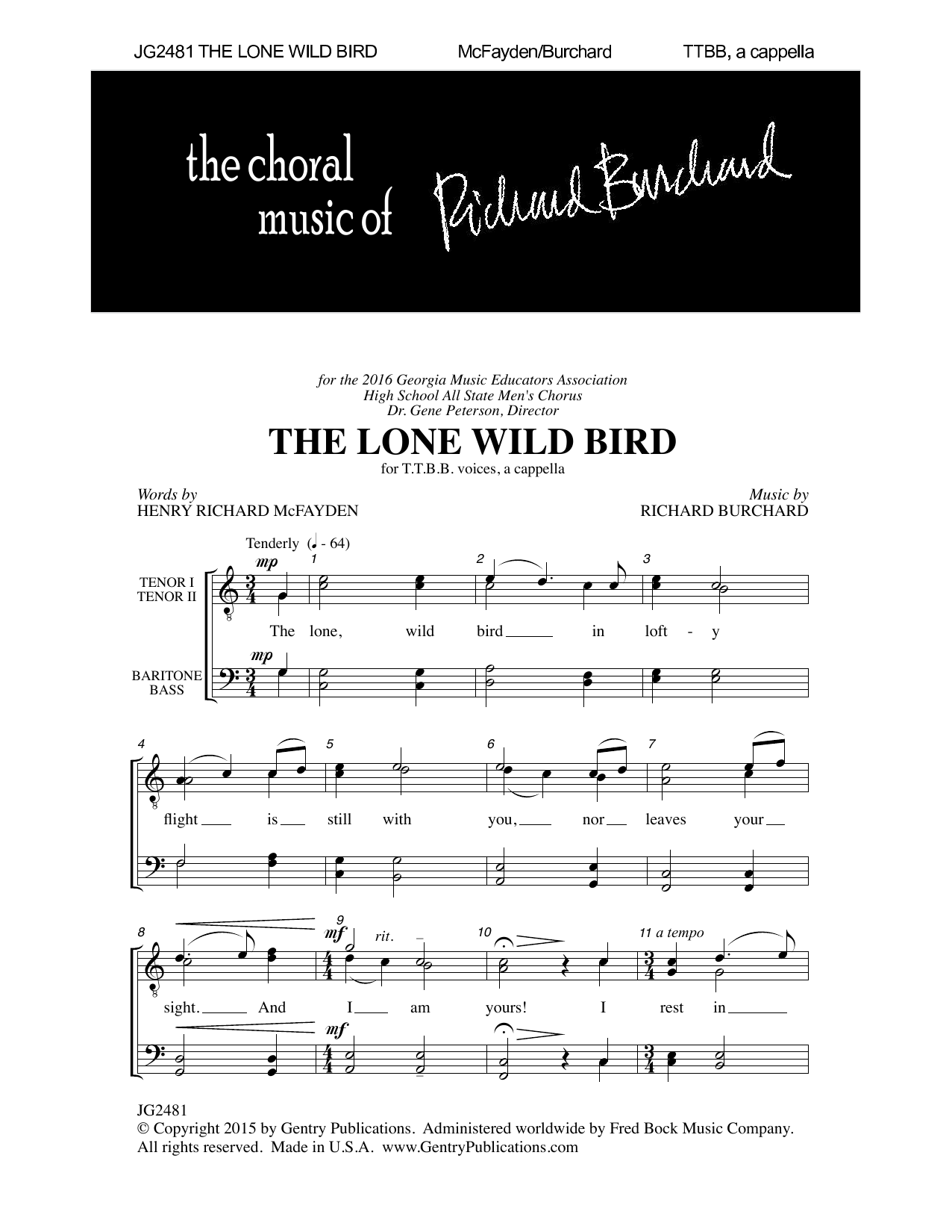 The Lone Wild Bird (TTBB Choir) von Richard Burchard