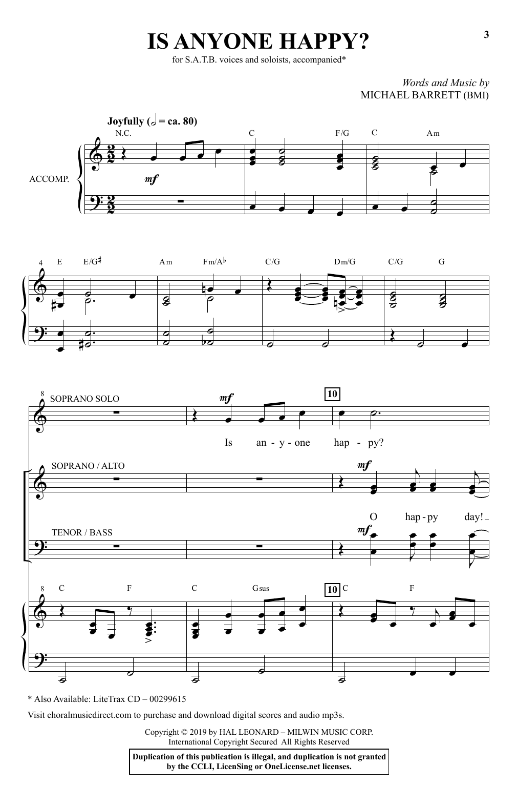 Is Anyone Happy? (SATB Choir) von Michael Barrett