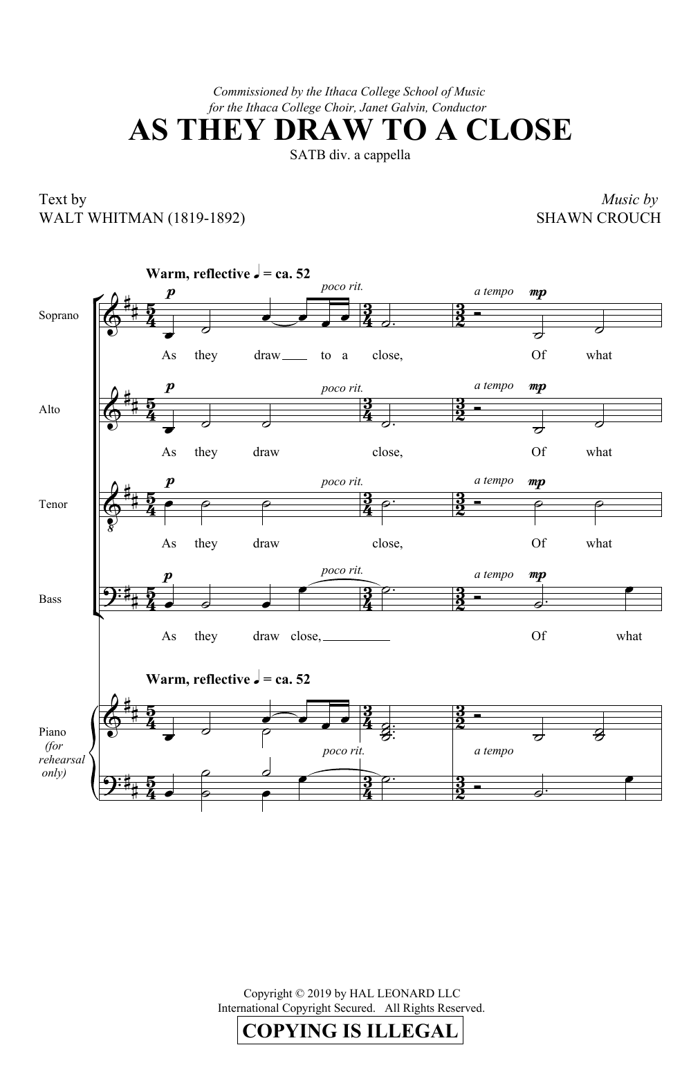 As They Draw To A Close (SATB Choir) von Shawn Crouch